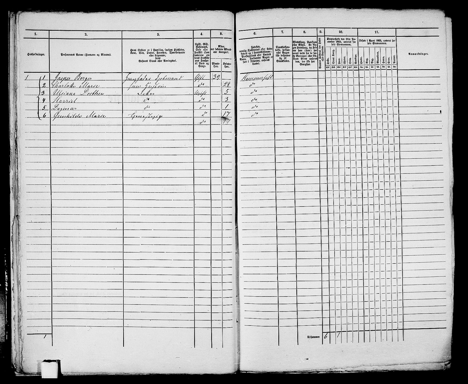 RA, 1865 census for Hammerfest/Hammerfest, 1865, p. 21