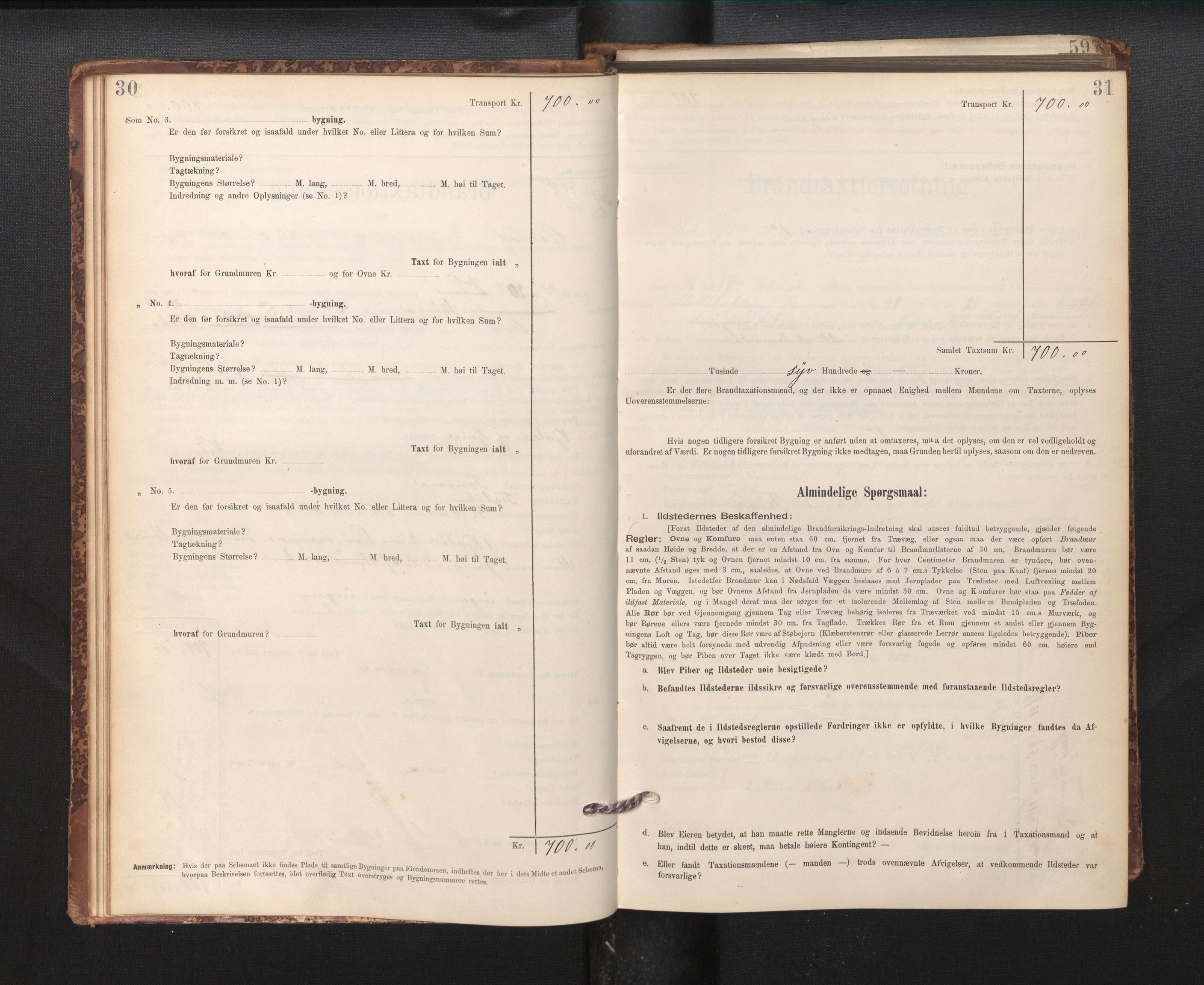 Lensmannen i Årstad, AV/SAB-A-36201/0012/L0011: Branntakstprotokoll,skjematakst, 1895-1901, p. 30-31