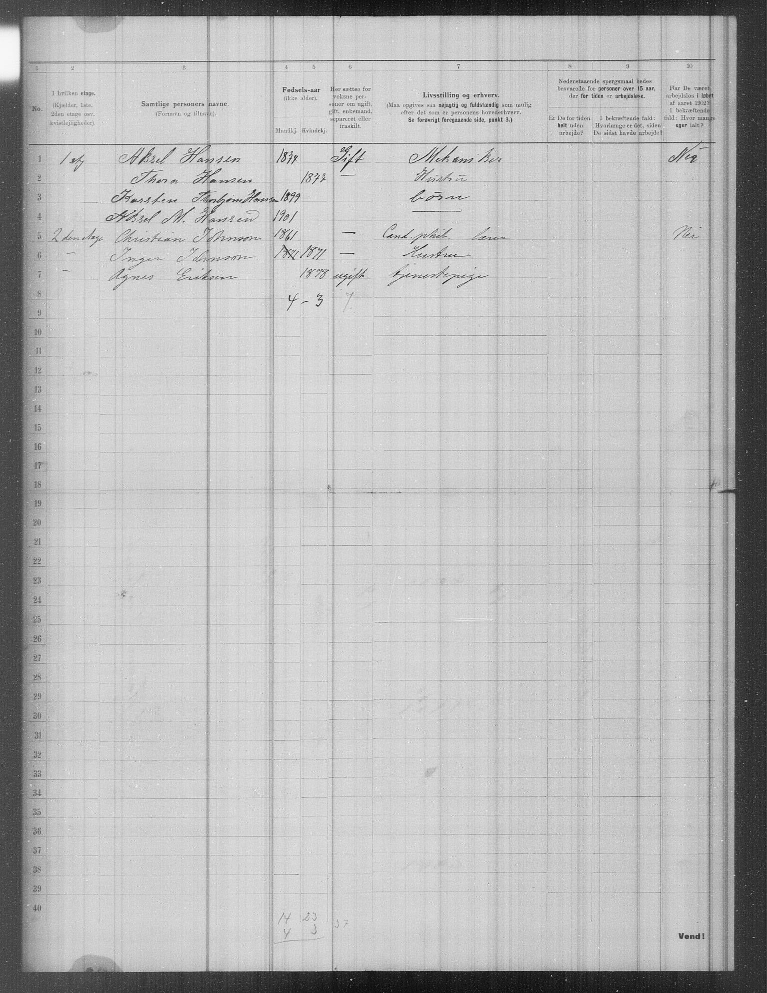 OBA, Municipal Census 1902 for Kristiania, 1902, p. 1800