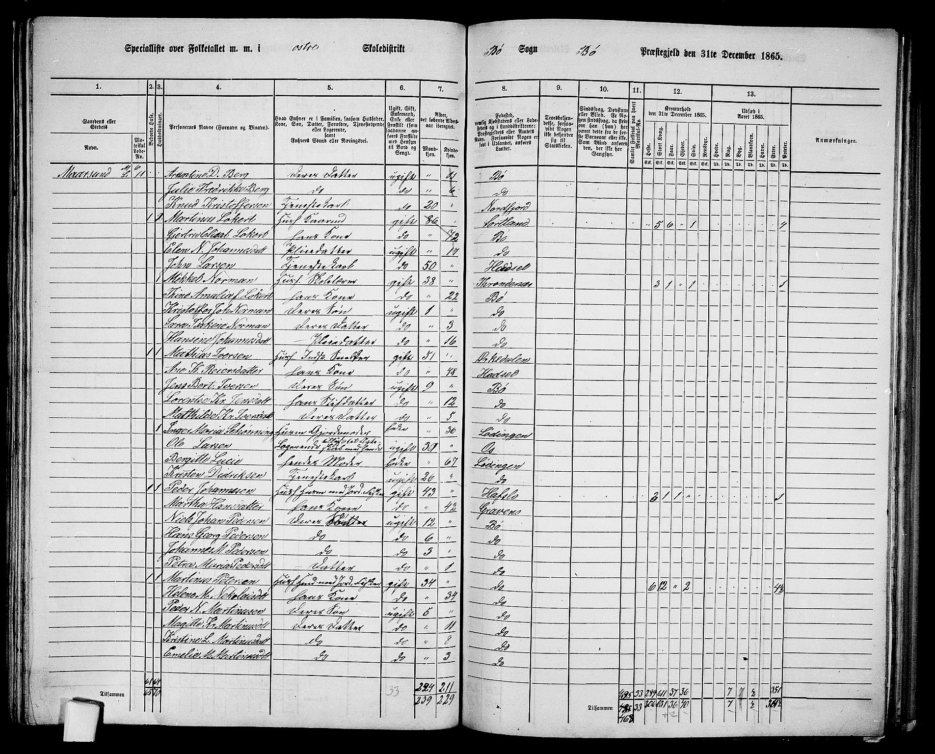 RA, 1865 census for Bø, 1865, p. 47