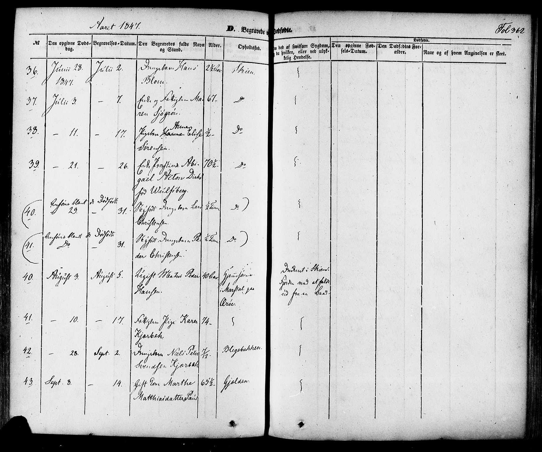 Skien kirkebøker, AV/SAKO-A-302/F/Fa/L0006a: Parish register (official) no. 6A, 1843-1856, p. 362