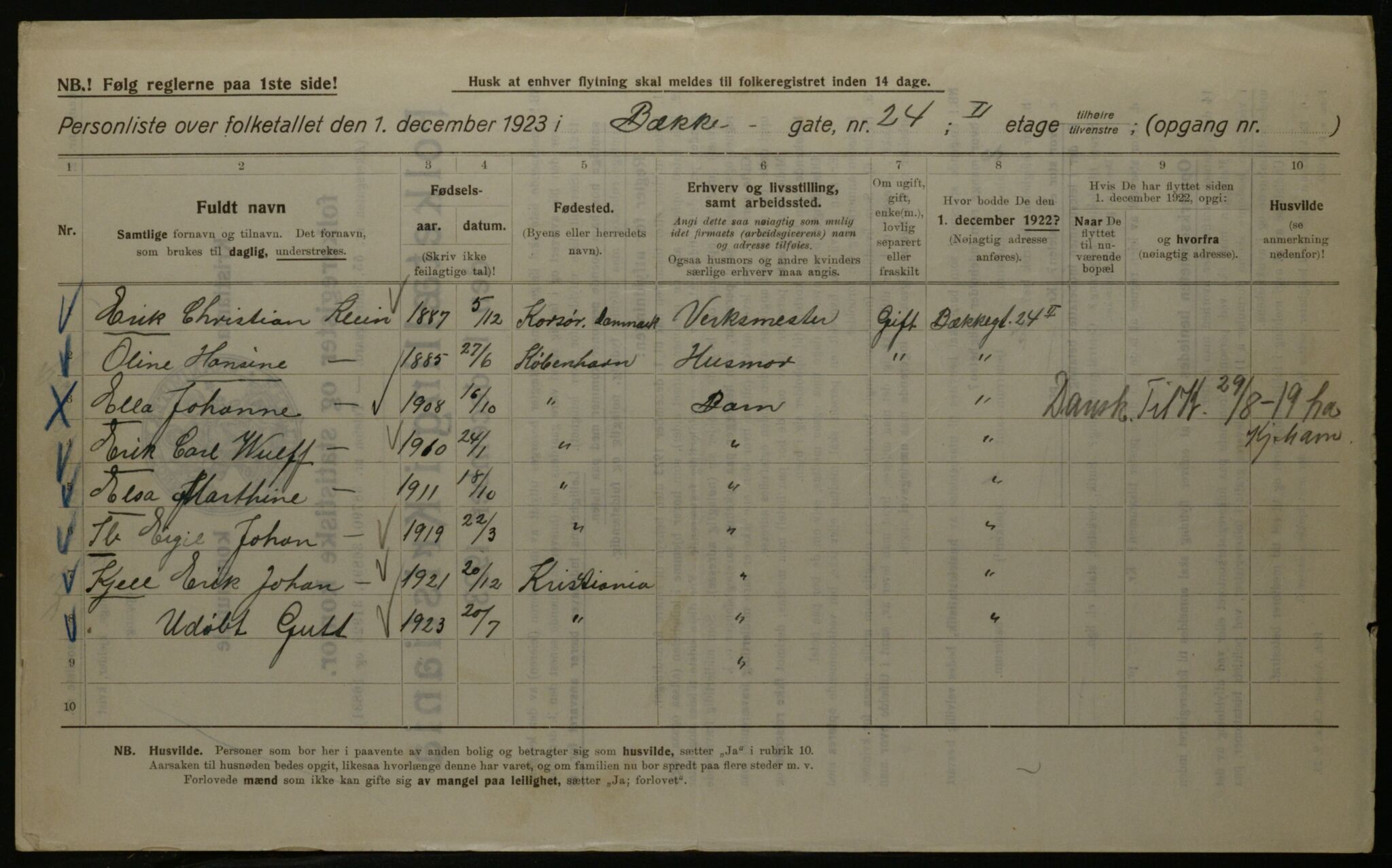 OBA, Municipal Census 1923 for Kristiania, 1923, p. 12478