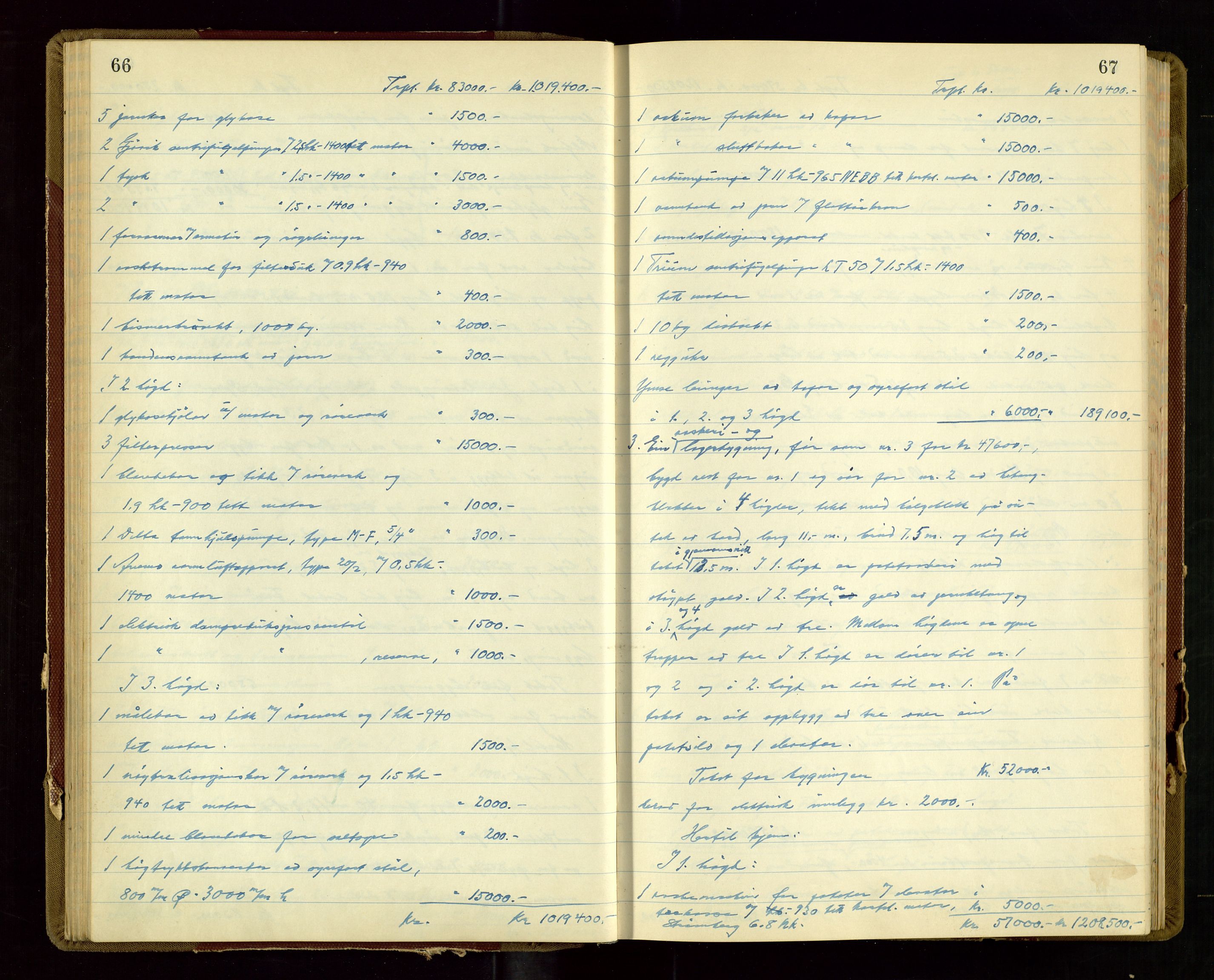 Klepp lensmannskontor, AV/SAST-A-100163/Gob/L0009: "Branntakstprotokoll", 1952-1955, p. 66-67