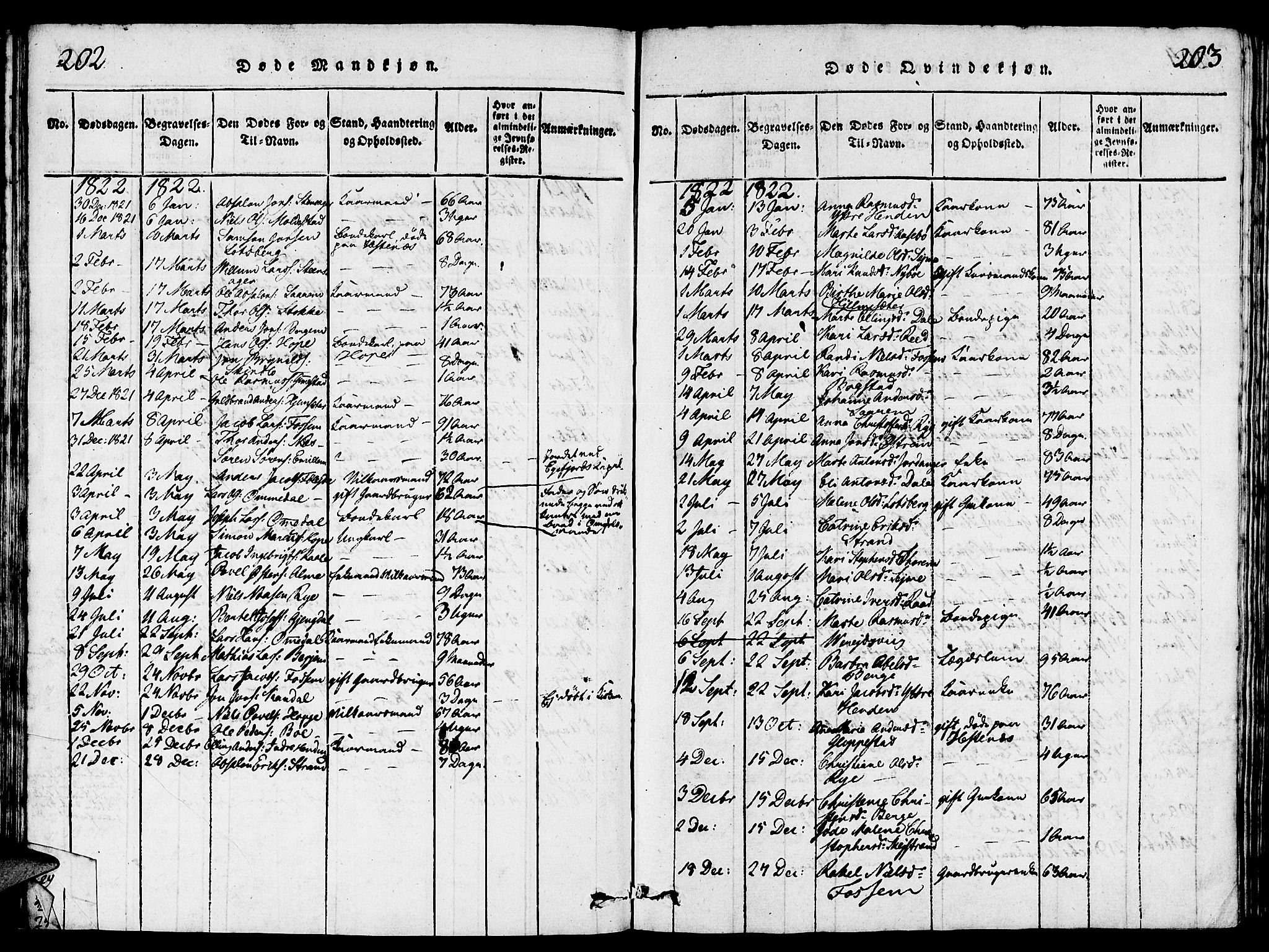 Gloppen sokneprestembete, AV/SAB-A-80101/H/Hab/Haba/L0001: Parish register (copy) no. A 1, 1816-1827, p. 202-203