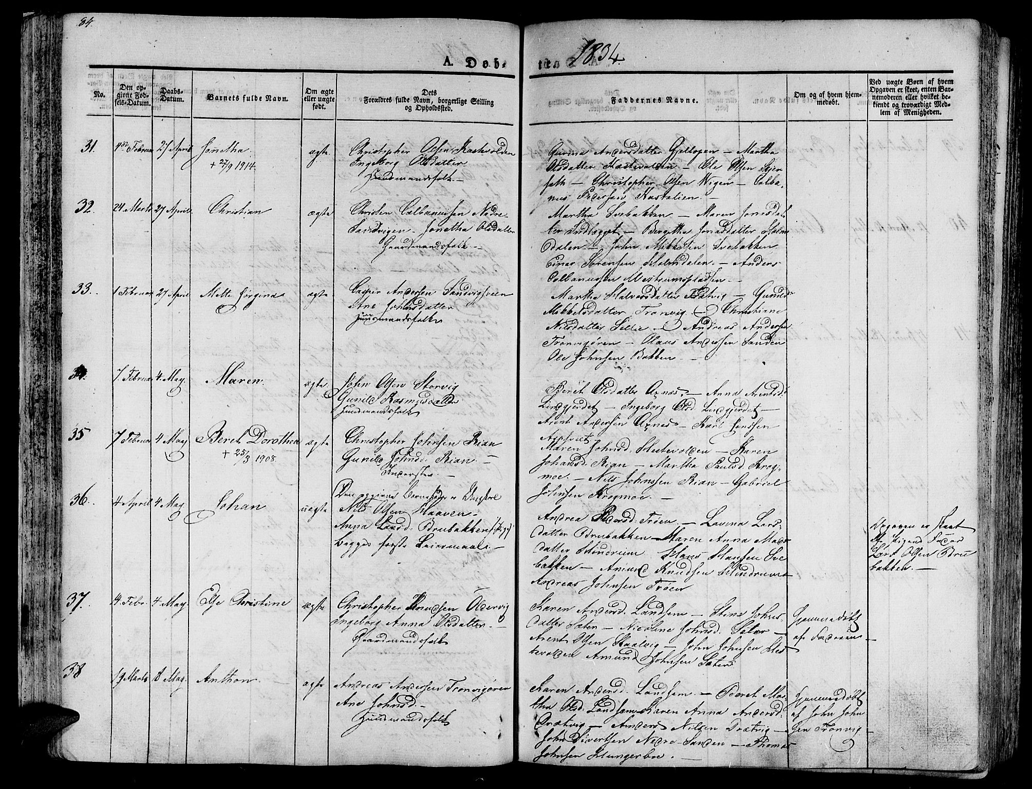 Ministerialprotokoller, klokkerbøker og fødselsregistre - Nord-Trøndelag, SAT/A-1458/701/L0006: Parish register (official) no. 701A06, 1825-1841, p. 84