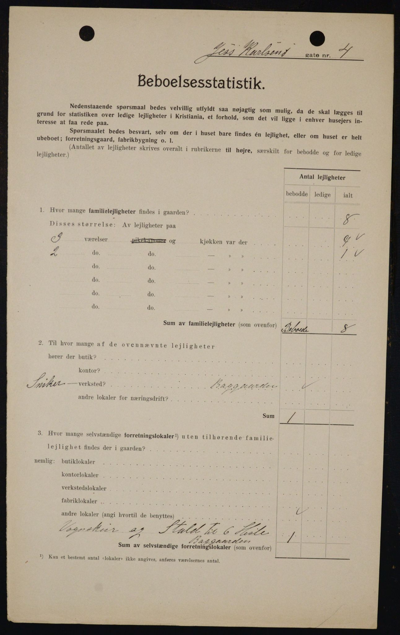 OBA, Municipal Census 1909 for Kristiania, 1909, p. 42923