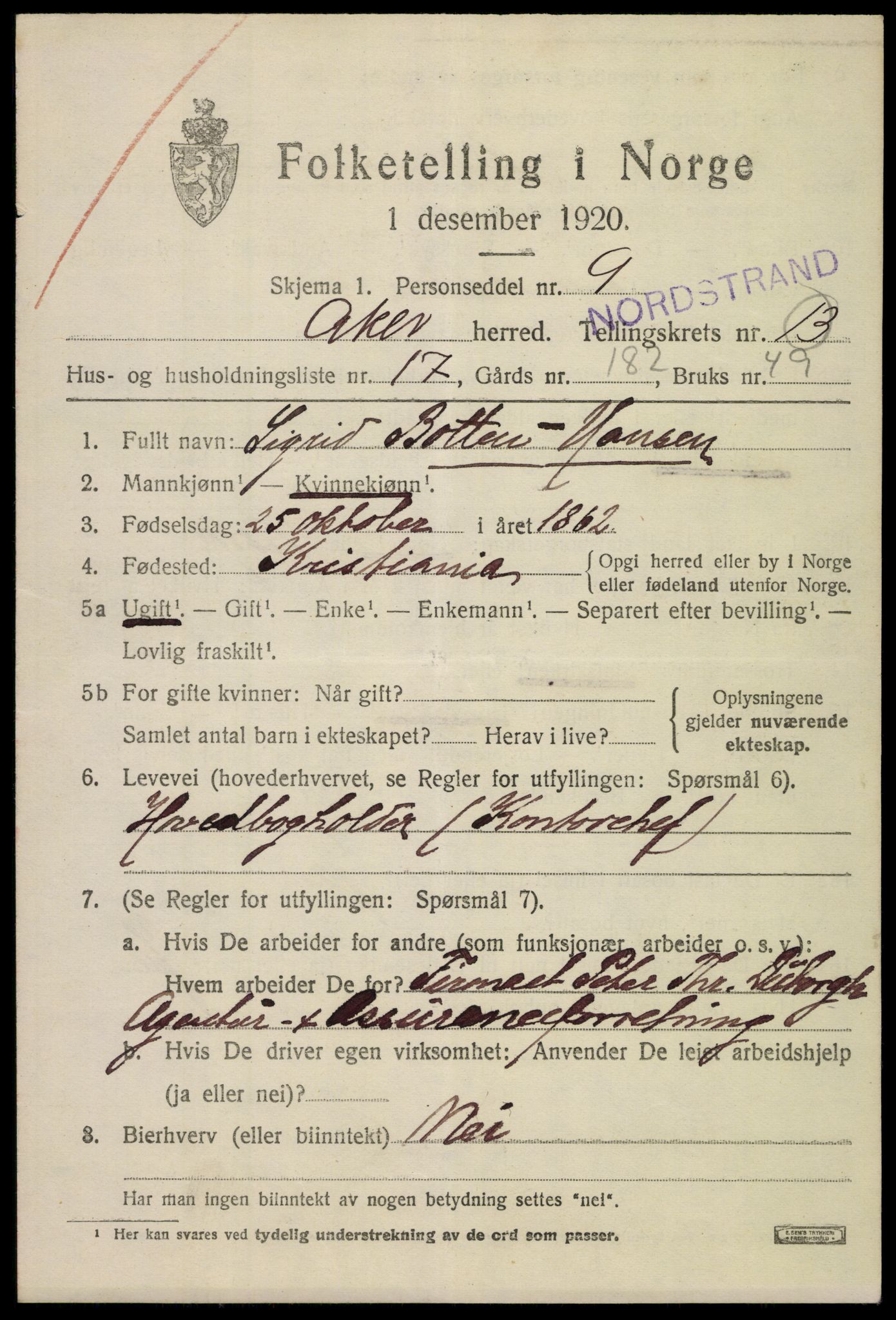 SAO, 1920 census for Aker, 1920, p. 77460