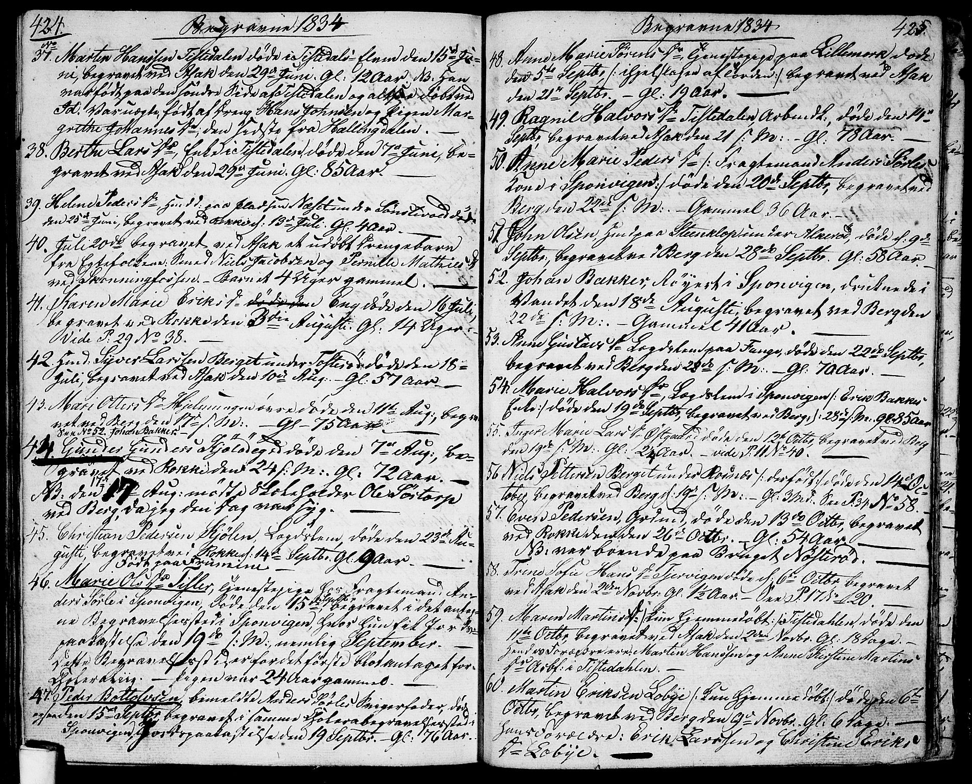 Berg prestekontor Kirkebøker, AV/SAO-A-10902/G/Ga/L0002: Parish register (copy) no. I 2, 1832-1844, p. 424-425