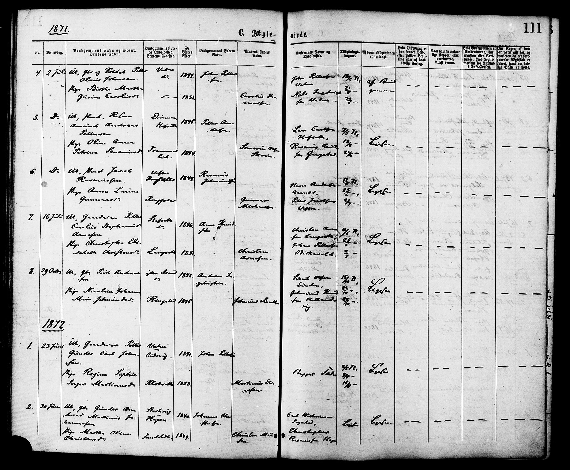 Ministerialprotokoller, klokkerbøker og fødselsregistre - Møre og Romsdal, SAT/A-1454/525/L0373: Parish register (official) no. 525A03, 1864-1879, p. 111