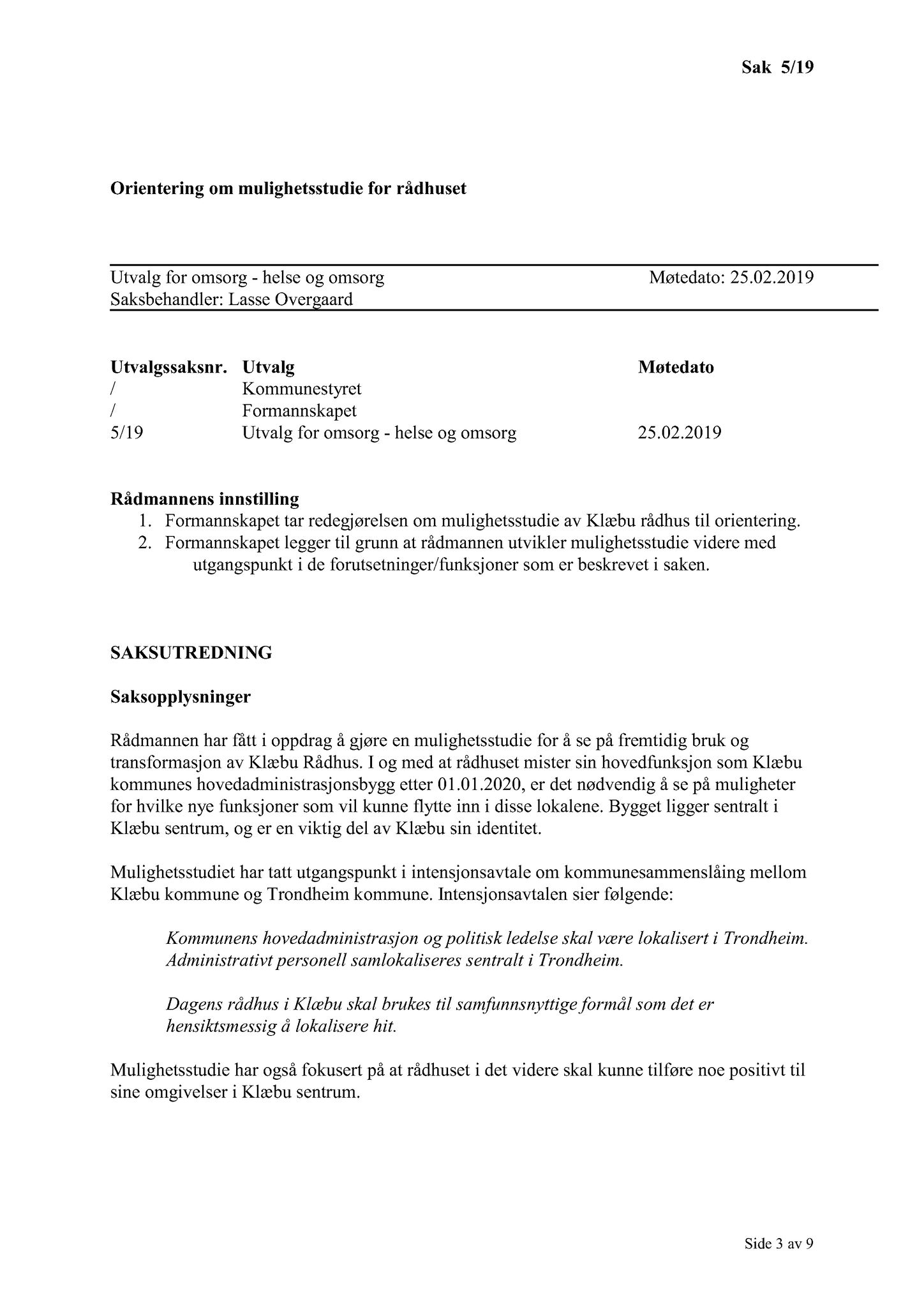 Klæbu Kommune, TRKO/KK/05-UOm/L010: Utvalg for omsorg - Møtedokumenter, 2019, p. 21
