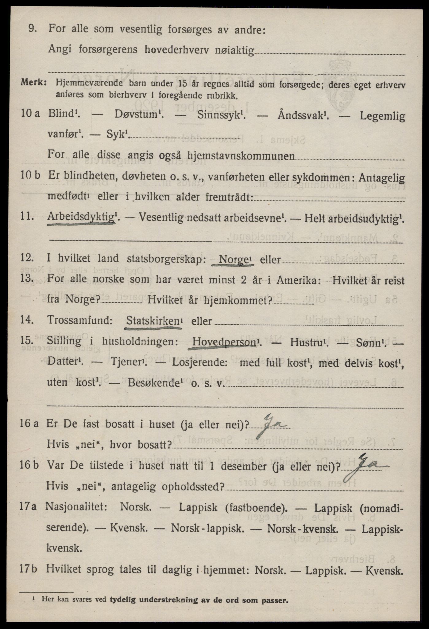 SAT, 1920 census for Hølonda, 1920, p. 538