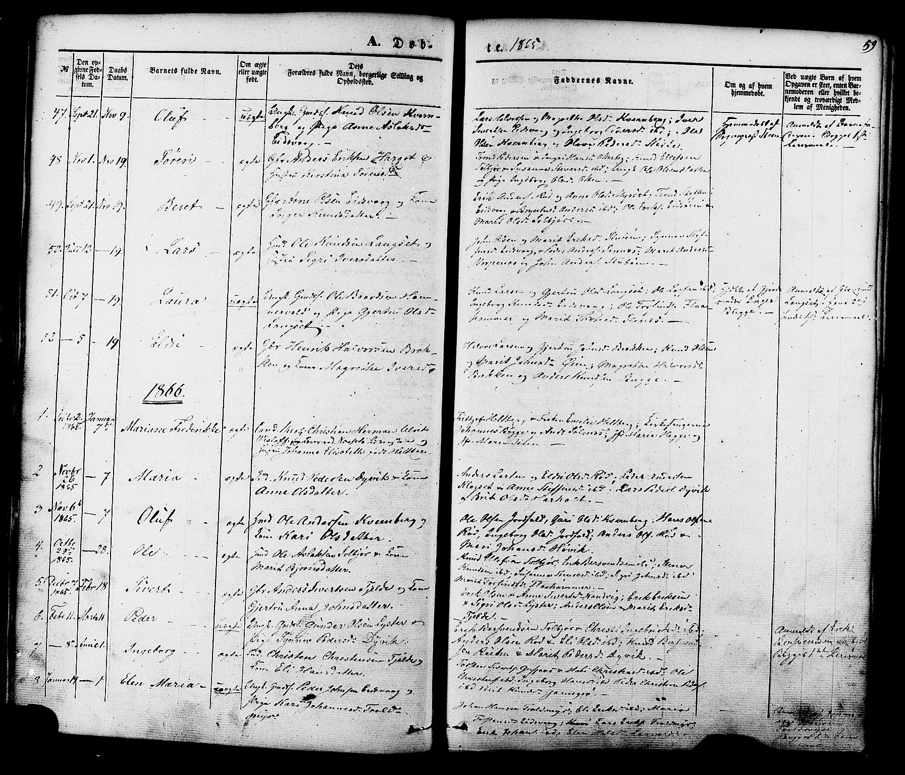 Ministerialprotokoller, klokkerbøker og fødselsregistre - Møre og Romsdal, SAT/A-1454/551/L0625: Parish register (official) no. 551A05, 1846-1879, p. 59