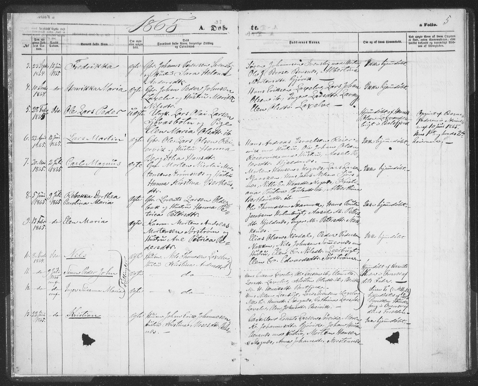 Lyngen sokneprestembete, SATØ/S-1289/H/He/Hea/L0009kirke: Parish register (official) no. 9, 1864-1882, p. 5
