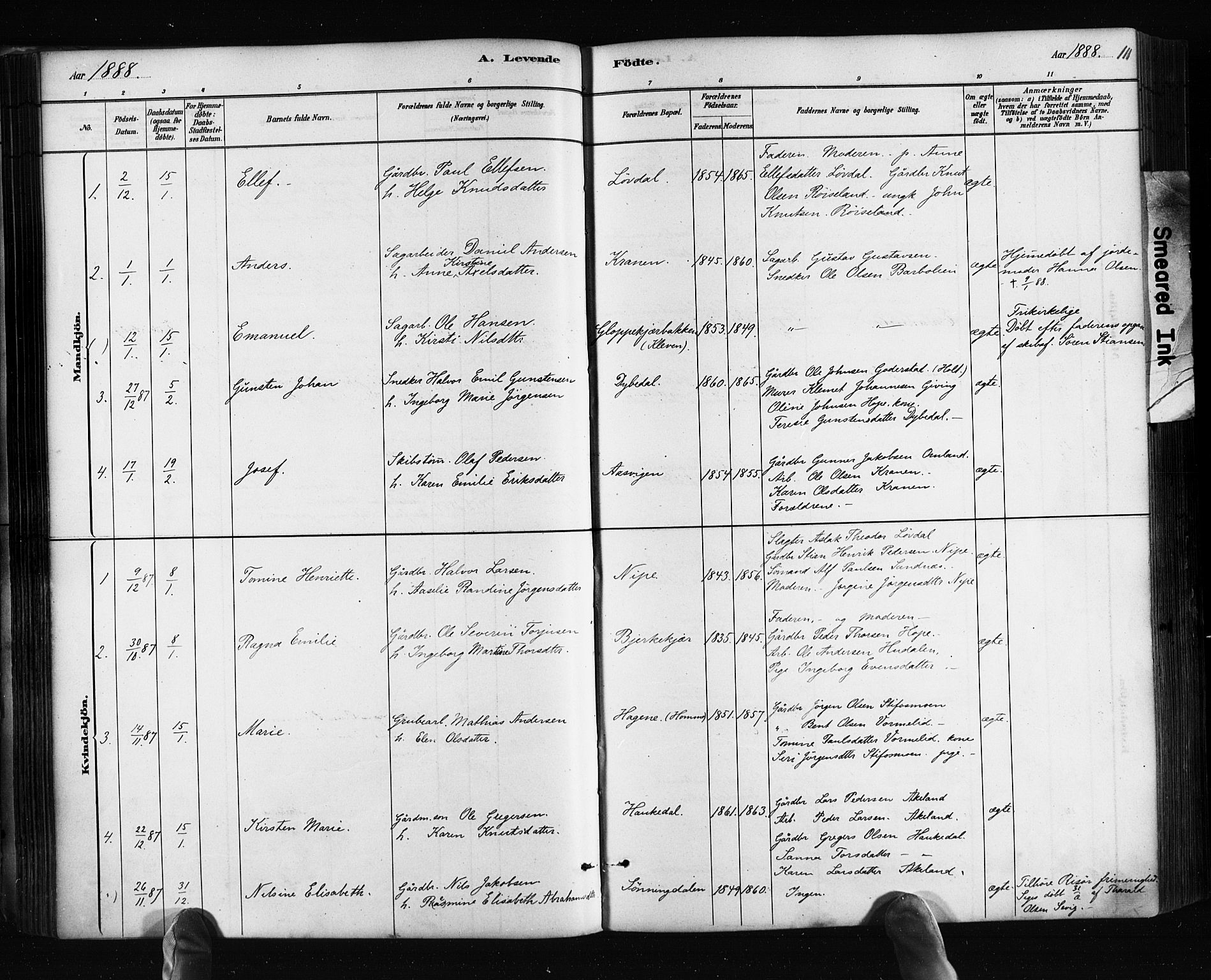 Søndeled sokneprestkontor, AV/SAK-1111-0038/F/Fa/L0004: Parish register (official) no. A 4, 1880-1889, p. 111