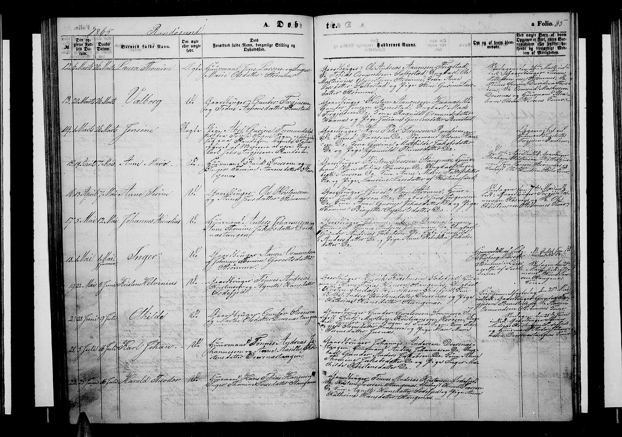 Oddernes sokneprestkontor, AV/SAK-1111-0033/F/Fb/Fba/L0006: Parish register (copy) no. B 6 /2, 1865-1869, p. 85