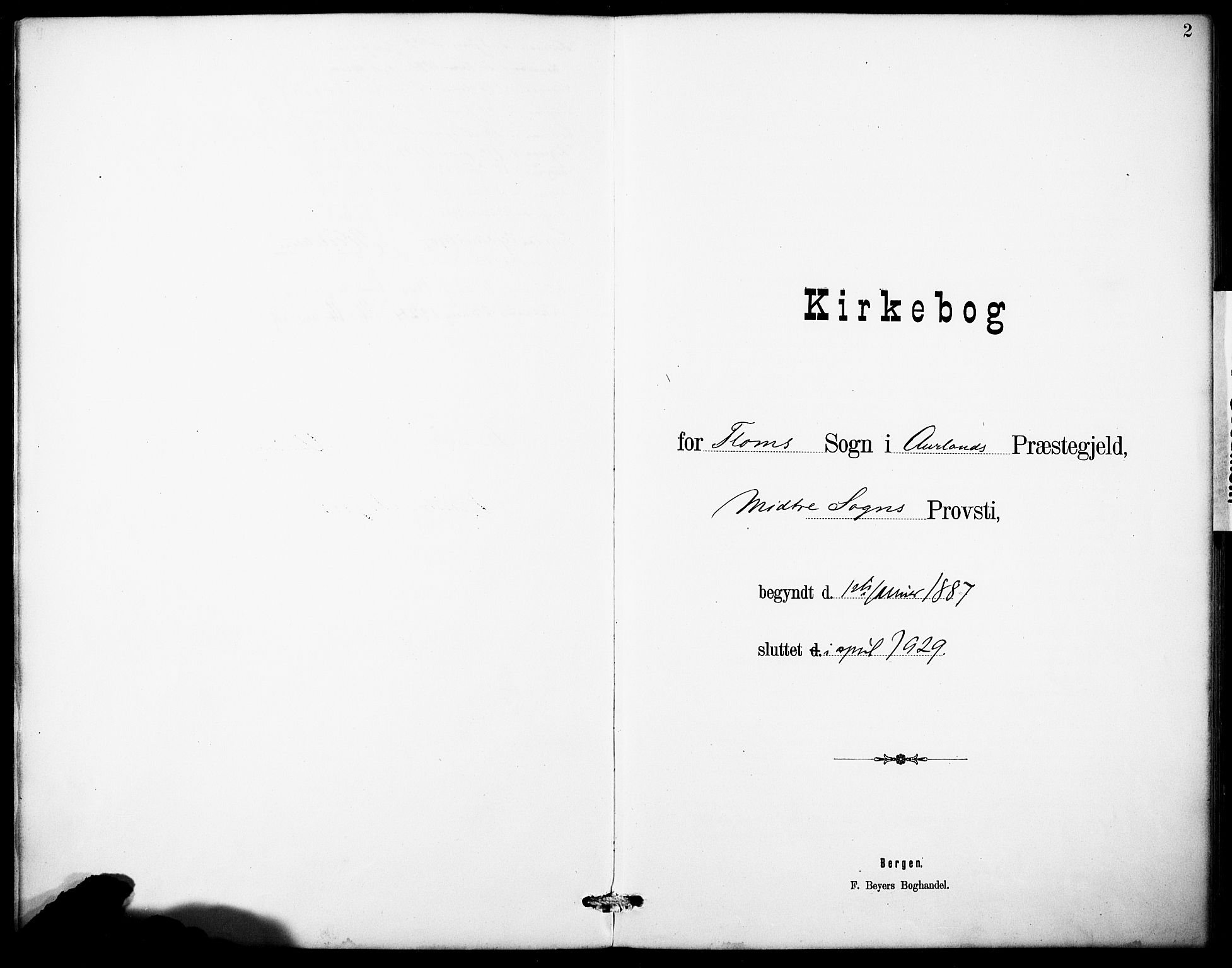 Aurland sokneprestembete, SAB/A-99937/H/Hb/Hbb/L0002: Parish register (copy) no. B 2, 1887-1929, p. 2