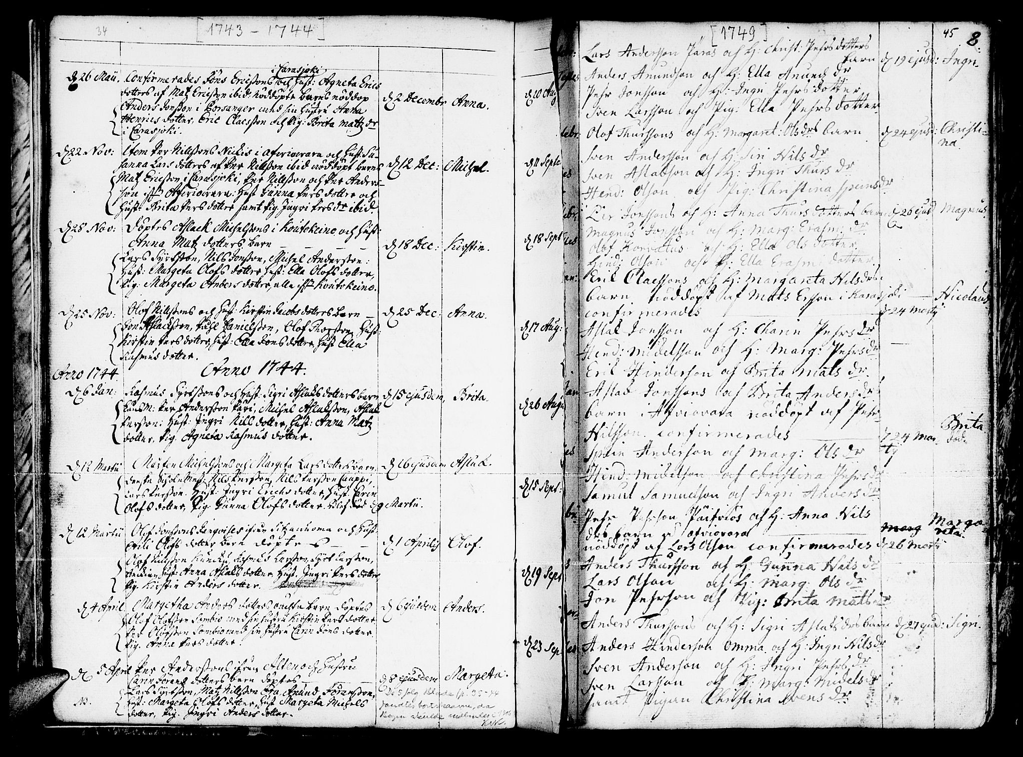 Kautokeino sokneprestembete, SATØ/S-1340/H/Ha/L0001.kirke: Parish register (official) no. 1, 1723-1776, p. 34-45