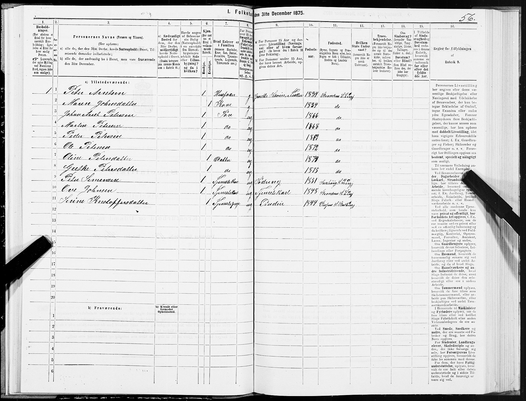 SAT, 1875 census for 1718P Leksvik, 1875, p. 3056