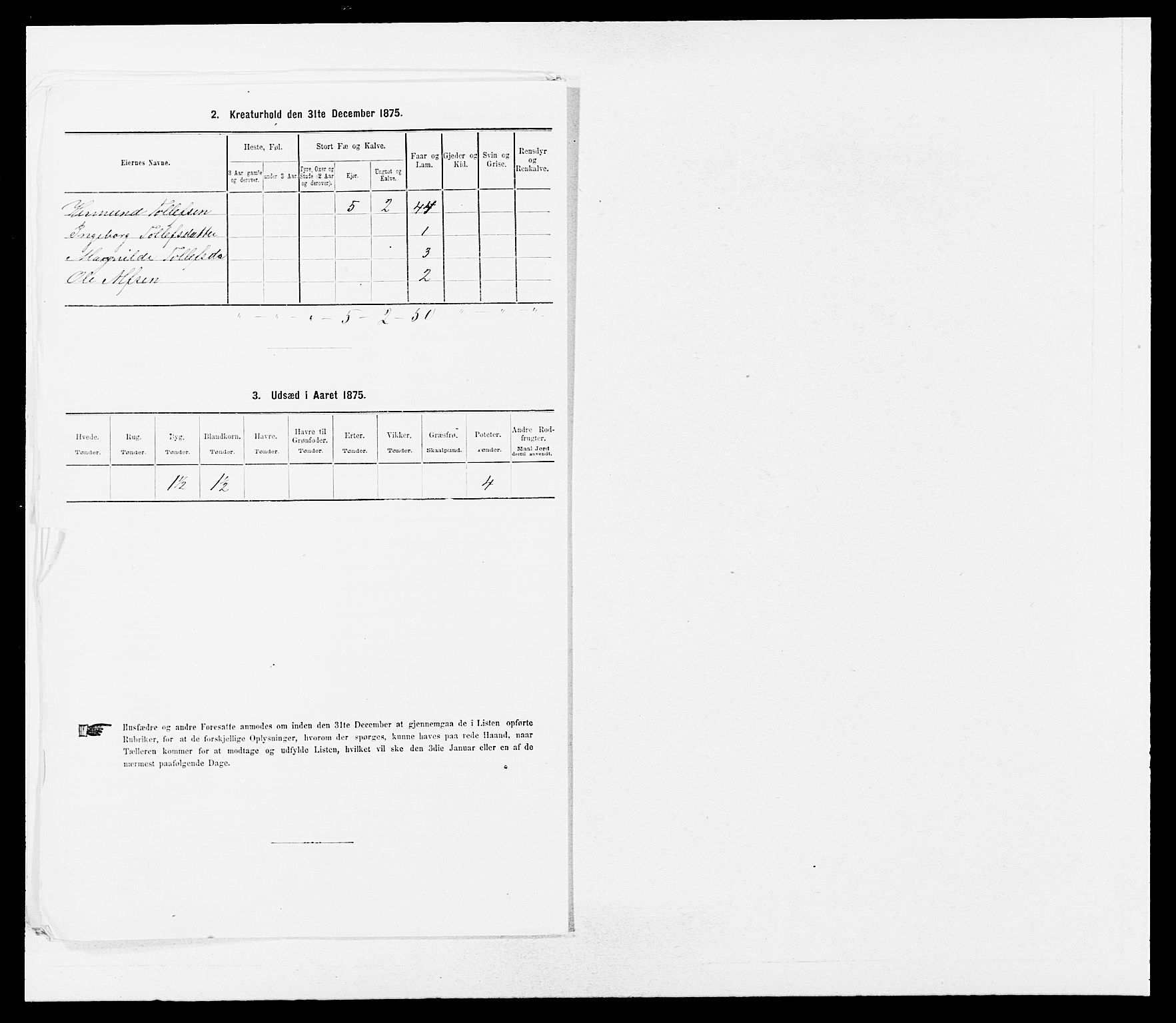 SAB, 1875 census for 1417P Vik, 1875, p. 302