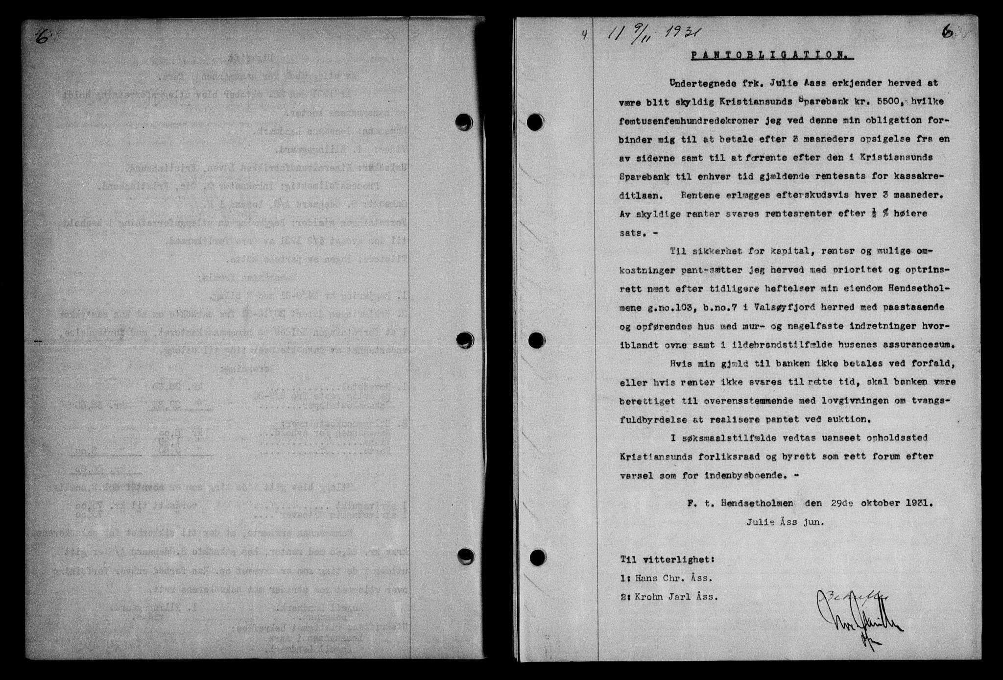 Nordmøre sorenskriveri, AV/SAT-A-4132/1/2/2Ca: Mortgage book no. 64, 1931-1932, Deed date: 09.11.1931