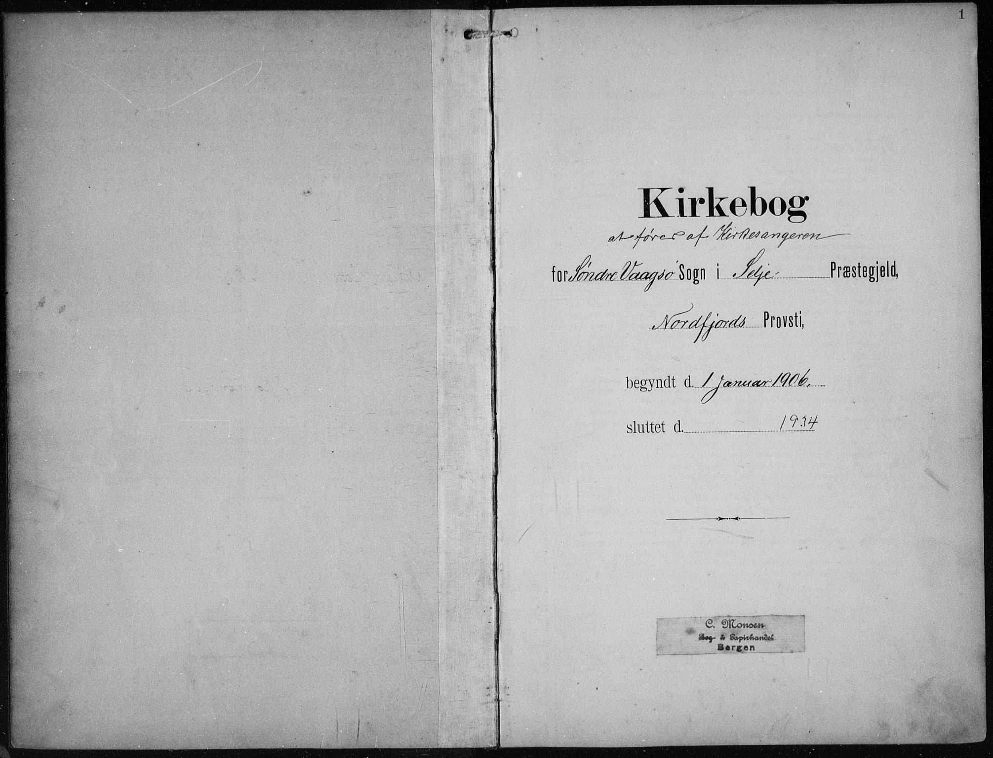 Vågsøy sokneprestembete, AV/SAB-A-81601/H/Hab: Parish register (copy) no. B 1, 1906-1934, p. 1