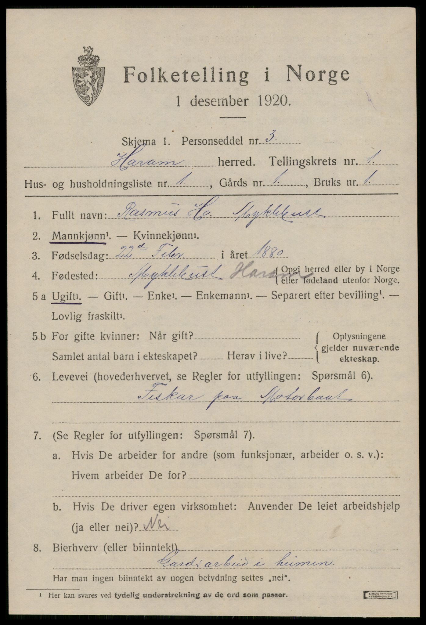 SAT, 1920 census for Haram, 1920, p. 977