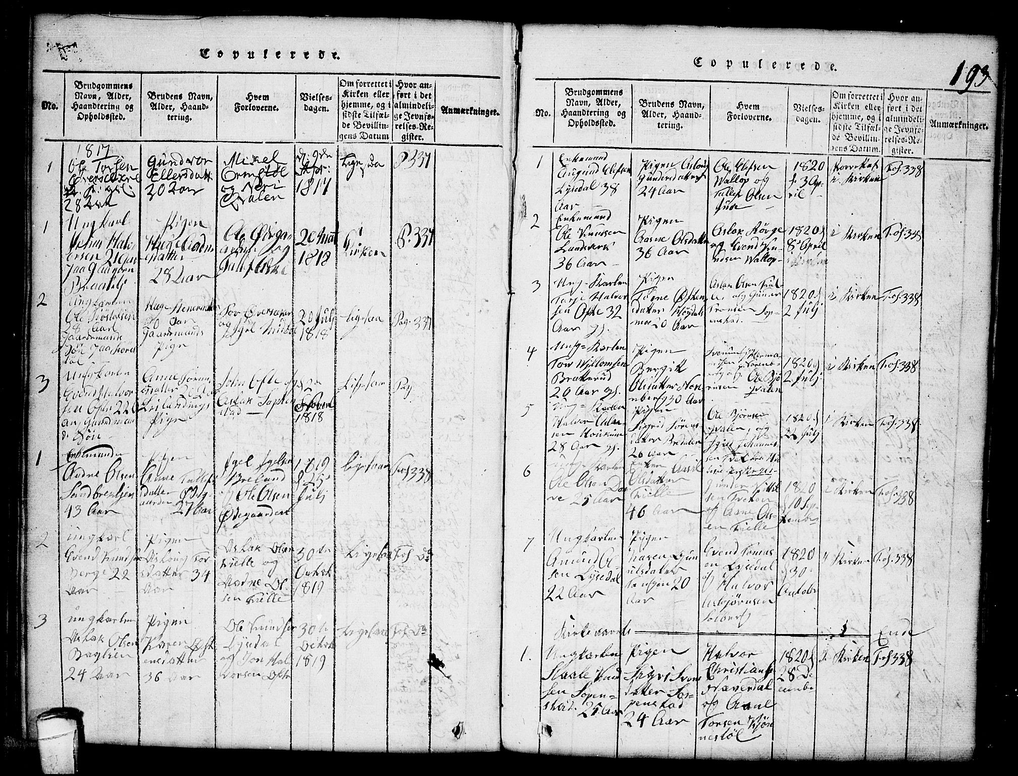 Lårdal kirkebøker, SAKO/A-284/G/Gc/L0001: Parish register (copy) no. III 1, 1815-1854, p. 193