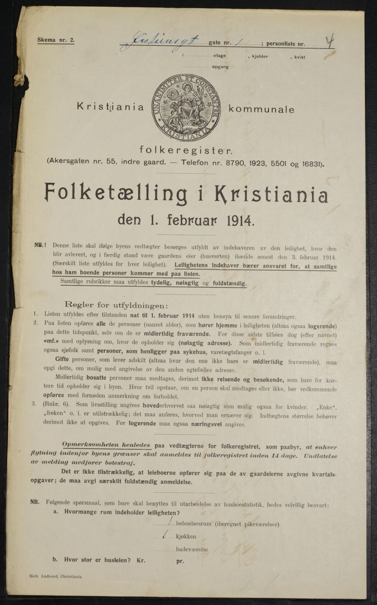 OBA, Municipal Census 1914 for Kristiania, 1914, p. 131306