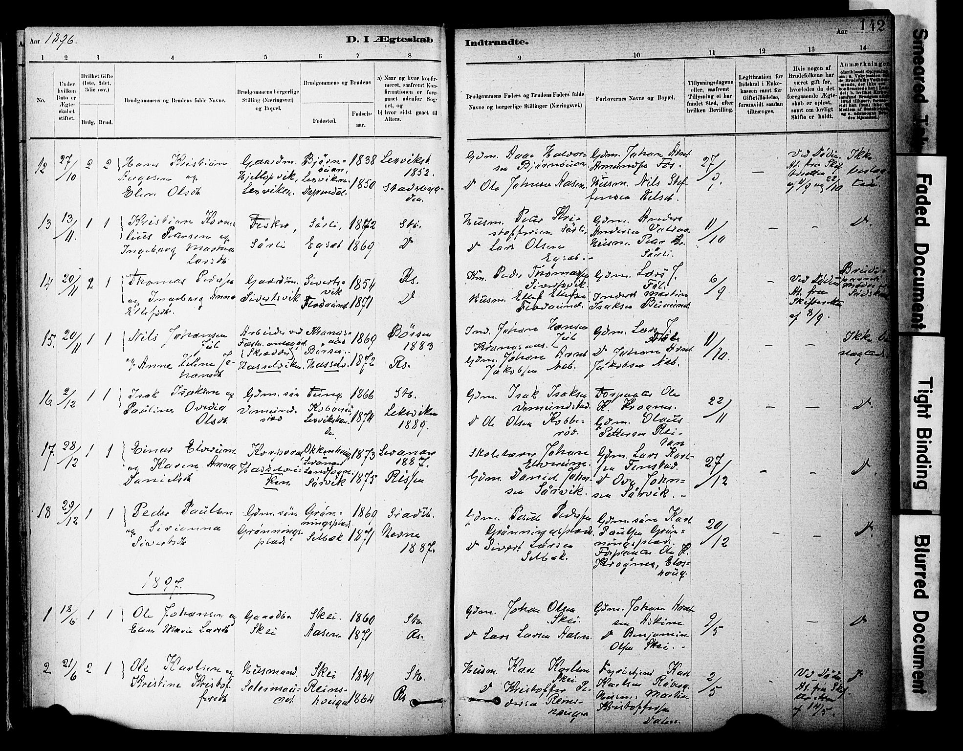 Ministerialprotokoller, klokkerbøker og fødselsregistre - Sør-Trøndelag, SAT/A-1456/646/L0615: Parish register (official) no. 646A13, 1885-1900, p. 142
