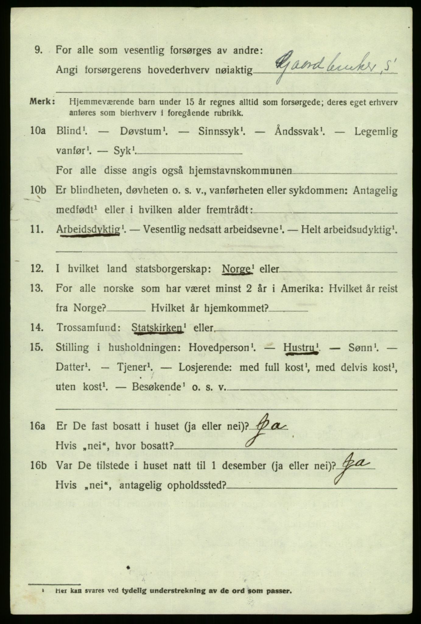 SAB, 1920 census for Austrheim, 1920, p. 4517