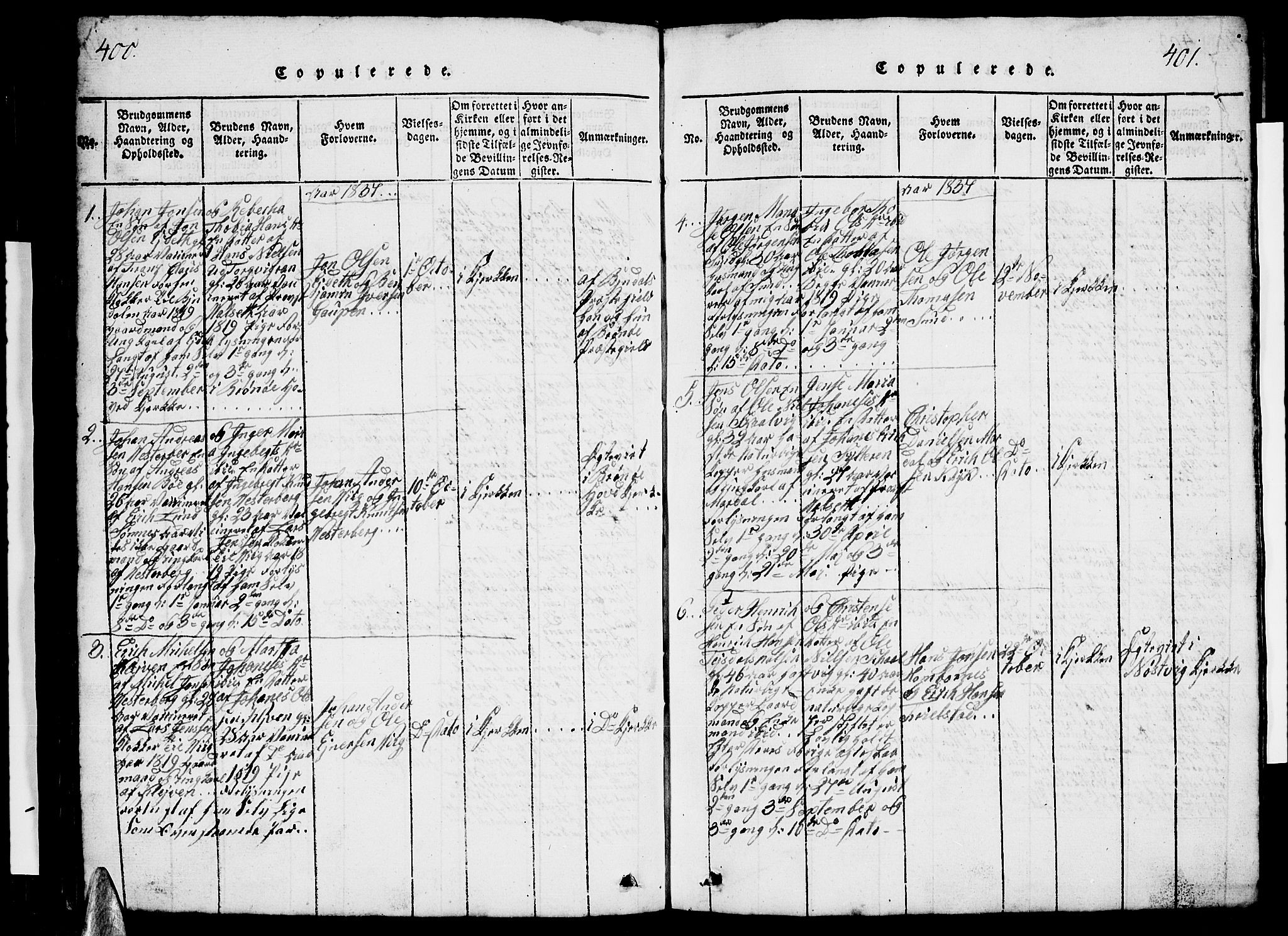 Ministerialprotokoller, klokkerbøker og fødselsregistre - Nordland, SAT/A-1459/812/L0186: Parish register (copy) no. 812C04, 1820-1849, p. 400-401