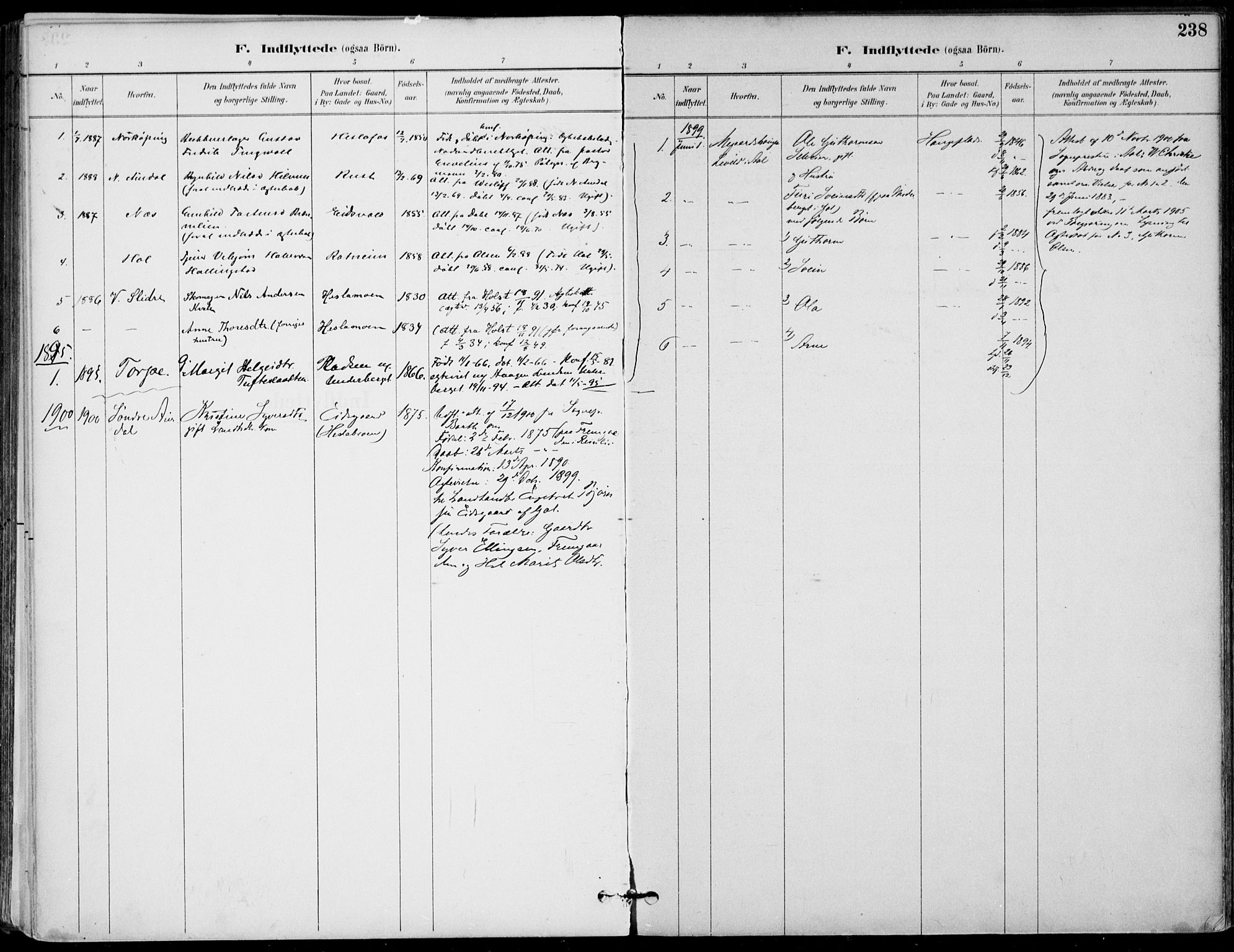 Gol kirkebøker, AV/SAKO-A-226/F/Fa/L0005: Parish register (official) no. I 5, 1887-1900, p. 238