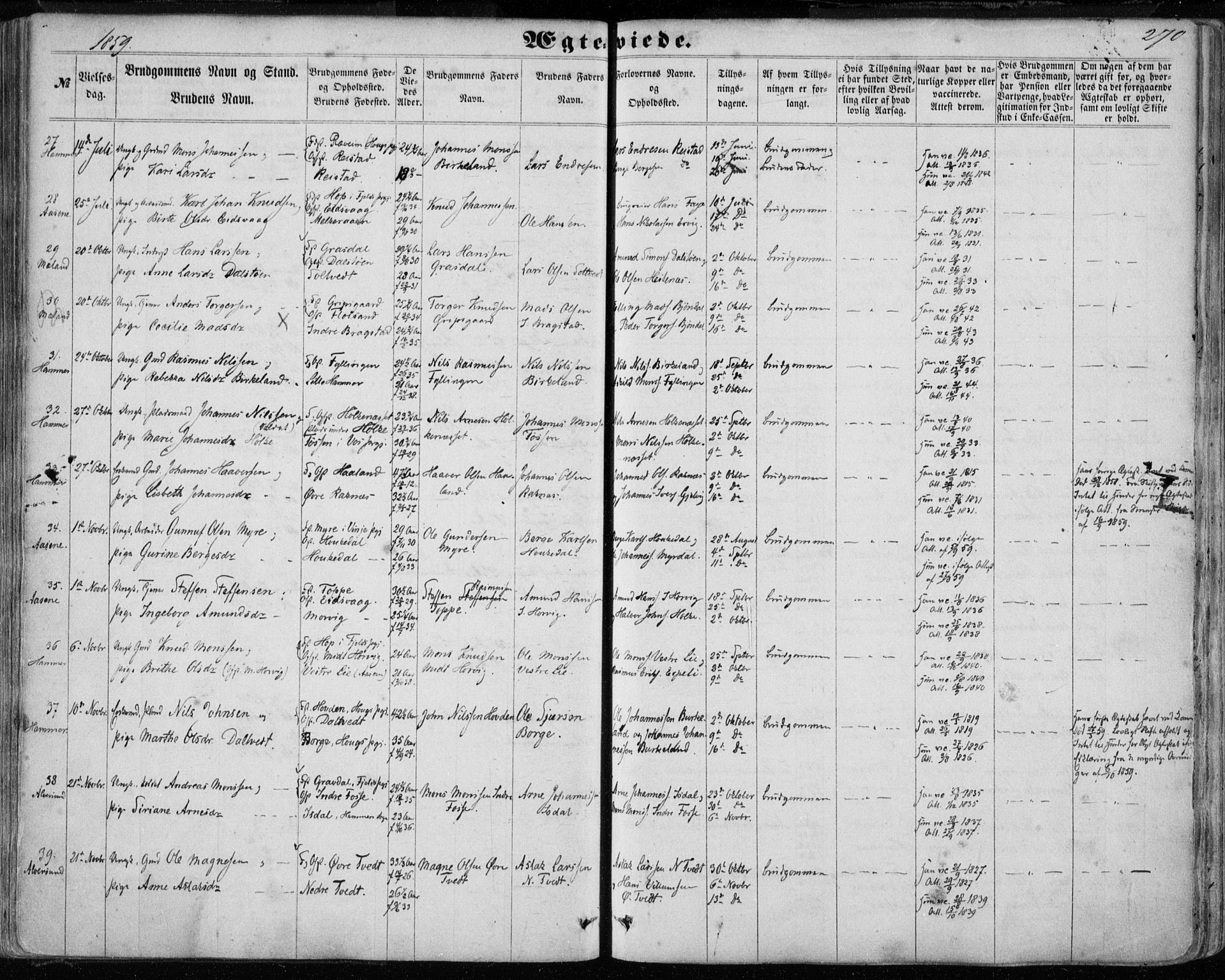Hamre sokneprestembete, SAB/A-75501/H/Ha/Haa/Haaa/L0014: Parish register (official) no. A 14, 1858-1872, p. 270