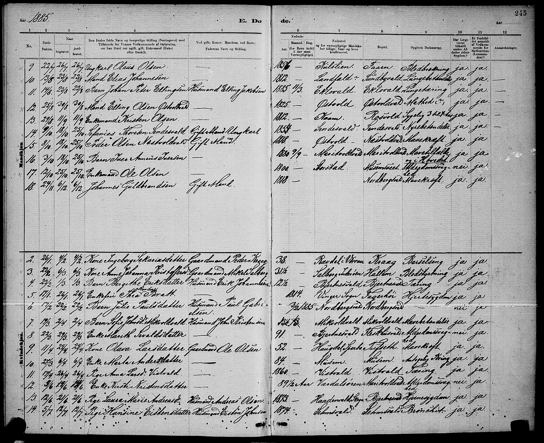 Ministerialprotokoller, klokkerbøker og fødselsregistre - Nord-Trøndelag, SAT/A-1458/723/L0256: Parish register (copy) no. 723C04, 1879-1890, p. 245