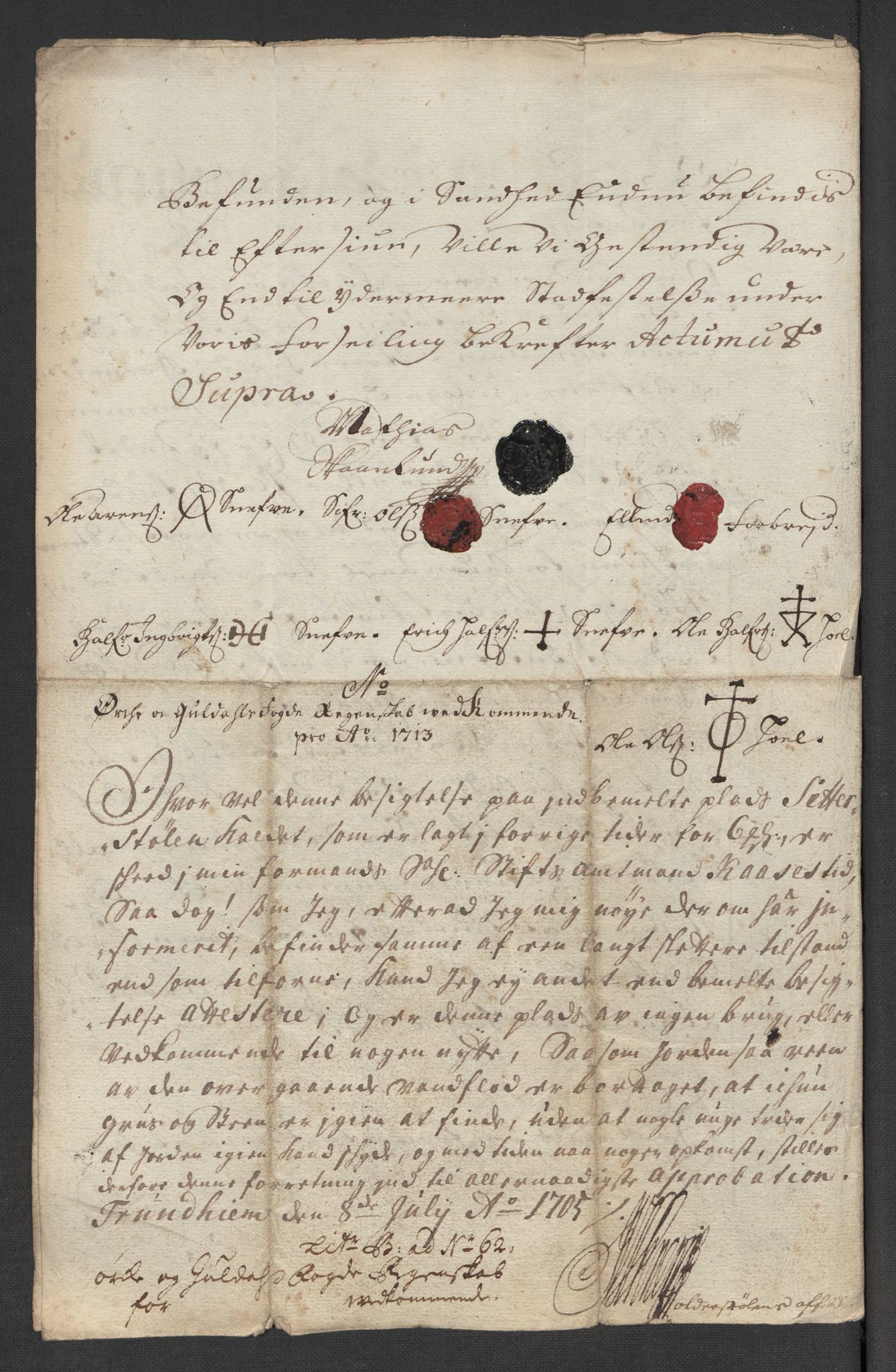 Rentekammeret inntil 1814, Reviderte regnskaper, Fogderegnskap, AV/RA-EA-4092/R60/L3964: Fogderegnskap Orkdal og Gauldal, 1713, p. 500