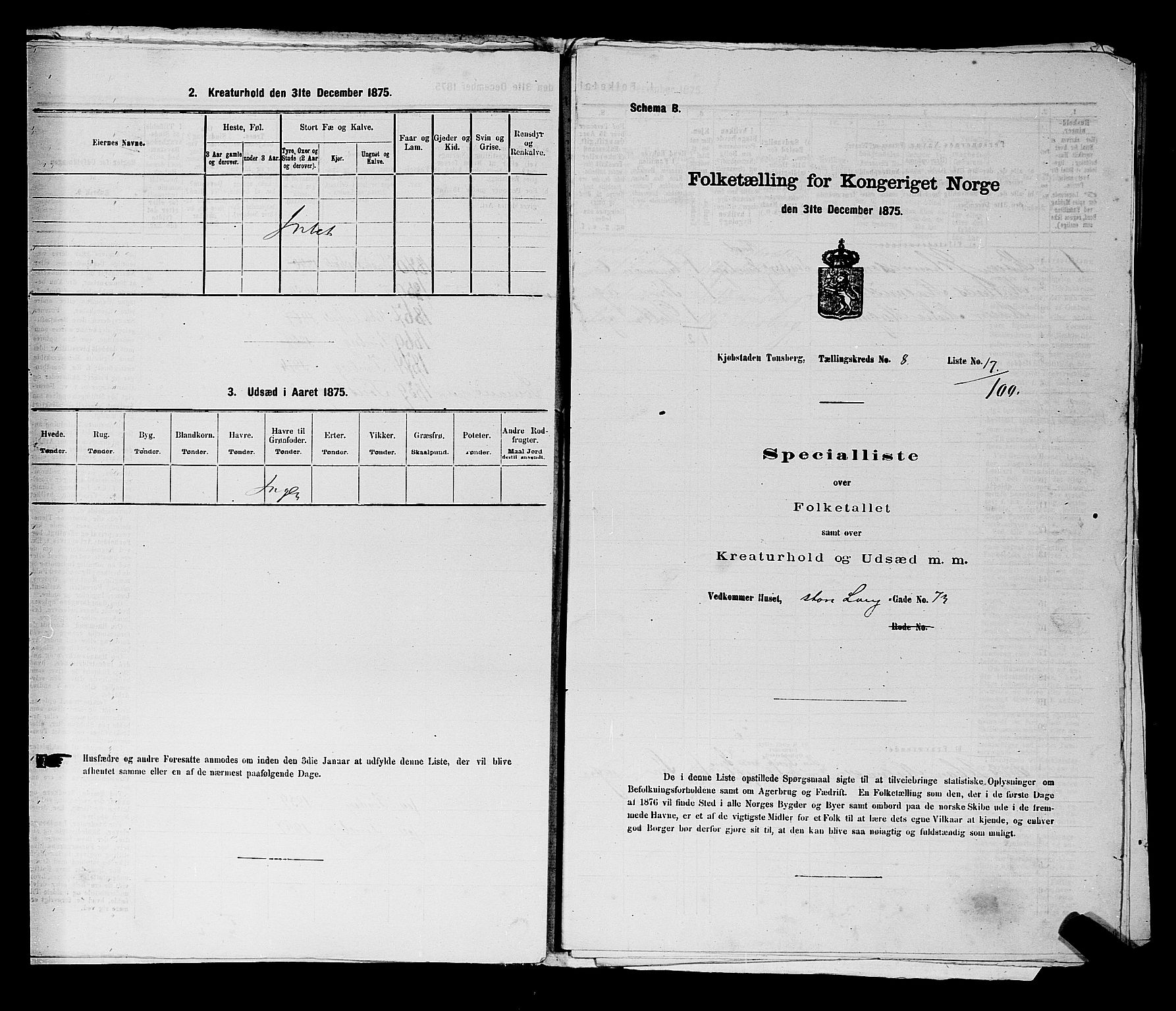 SAKO, 1875 census for 0705P Tønsberg, 1875, p. 256