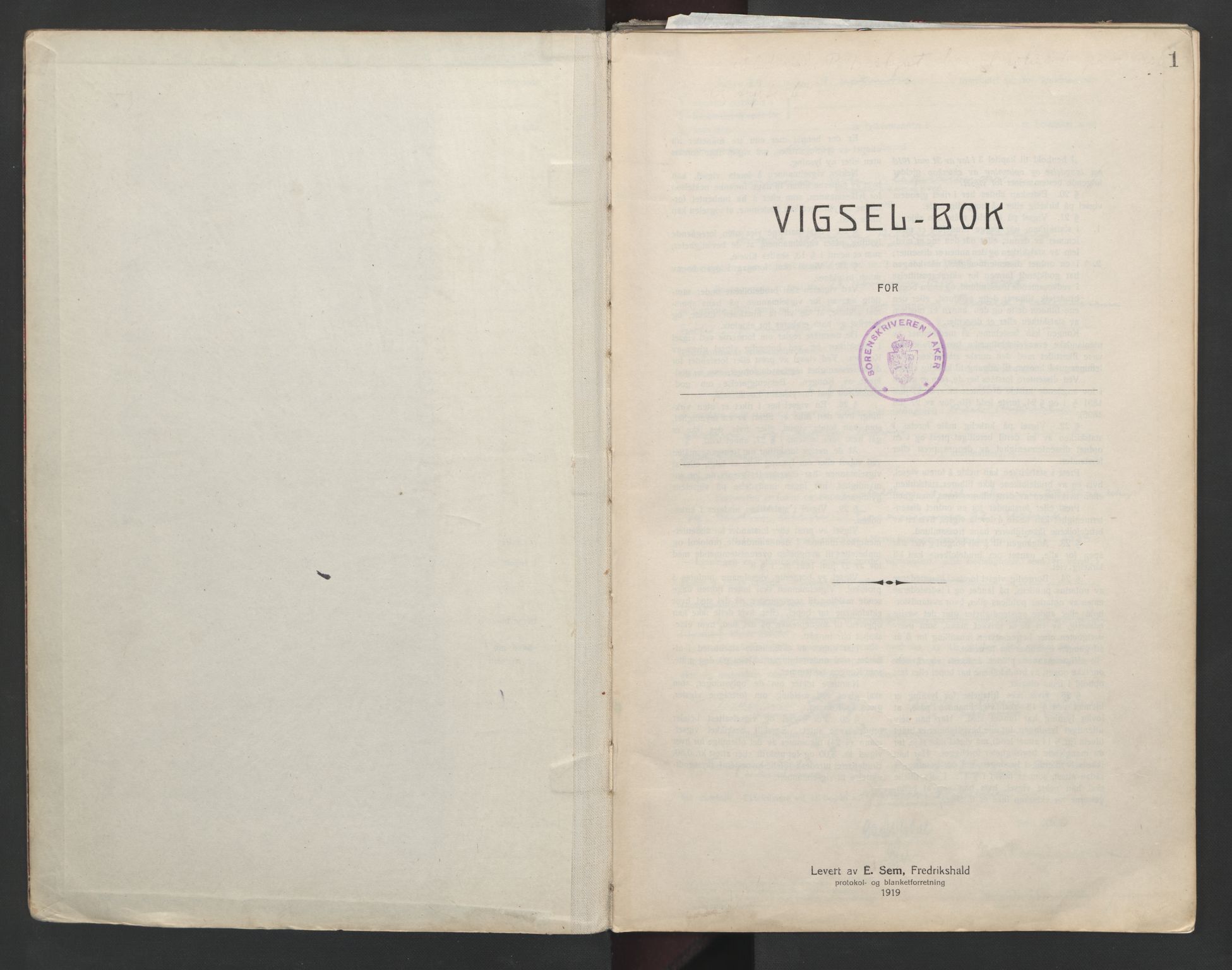 Aker sorenskriveri, SAO/A-10895/L/Lc/Lcb/L0012: Vigselprotokoll, 1939-1940, p. 1