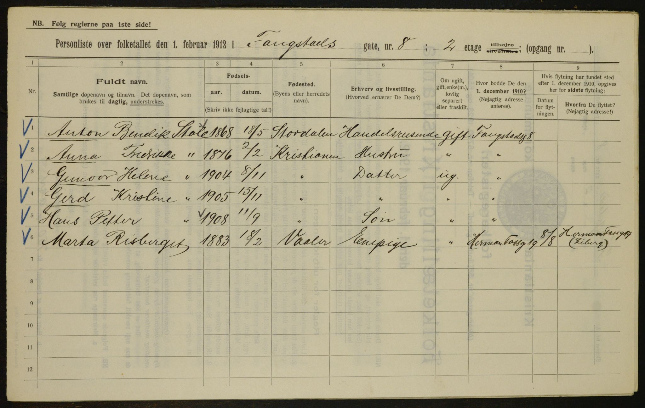 OBA, Municipal Census 1912 for Kristiania, 1912, p. 25339