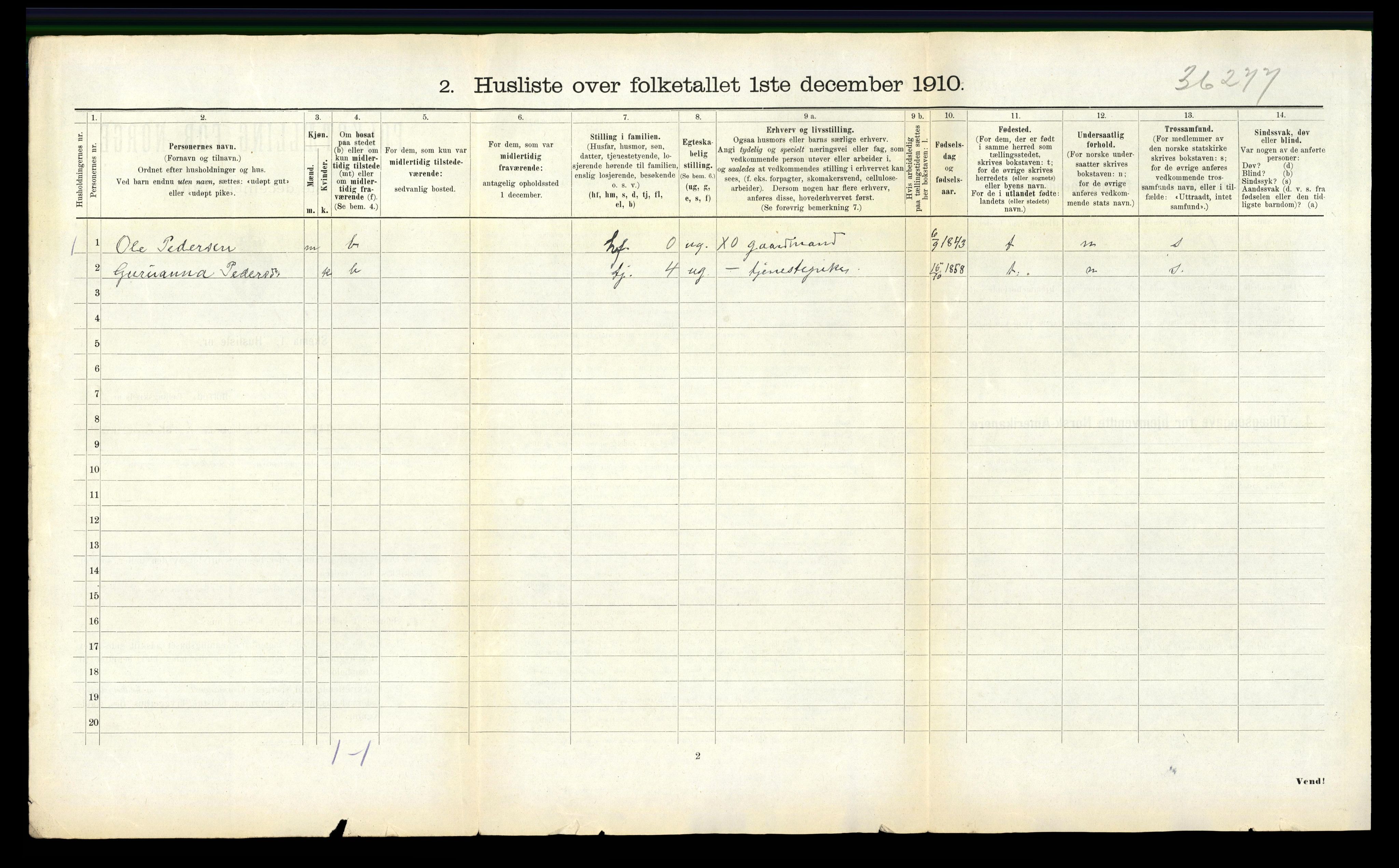 RA, 1910 census for Sparbu, 1910, p. 825