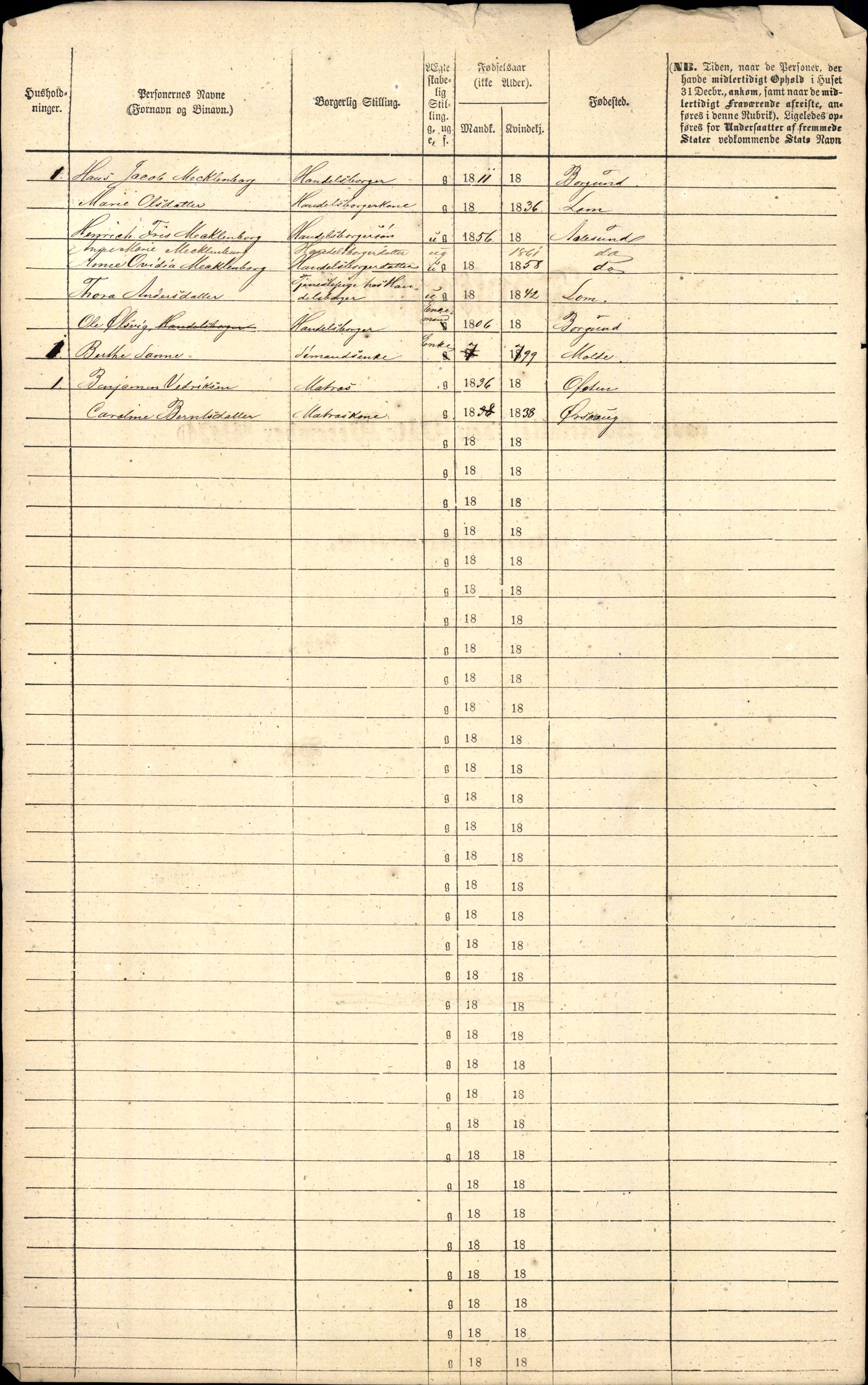 RA, 1870 census for 1501 Ålesund, 1870, p. 9