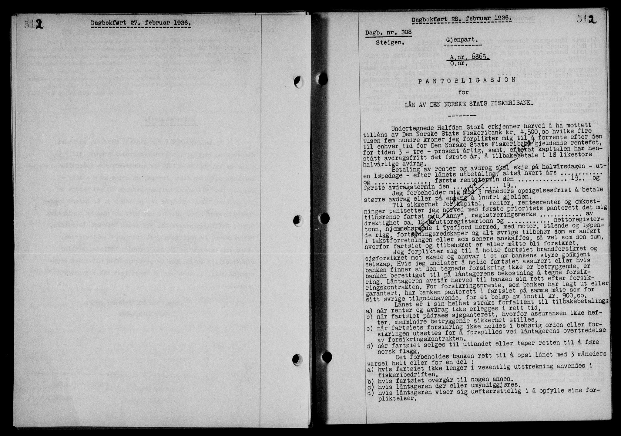 Steigen og Ofoten sorenskriveri, SAT/A-0030/1/2/2C/L0026: Mortgage book no. 30, 1935-1936, Deed date: 28.02.1936