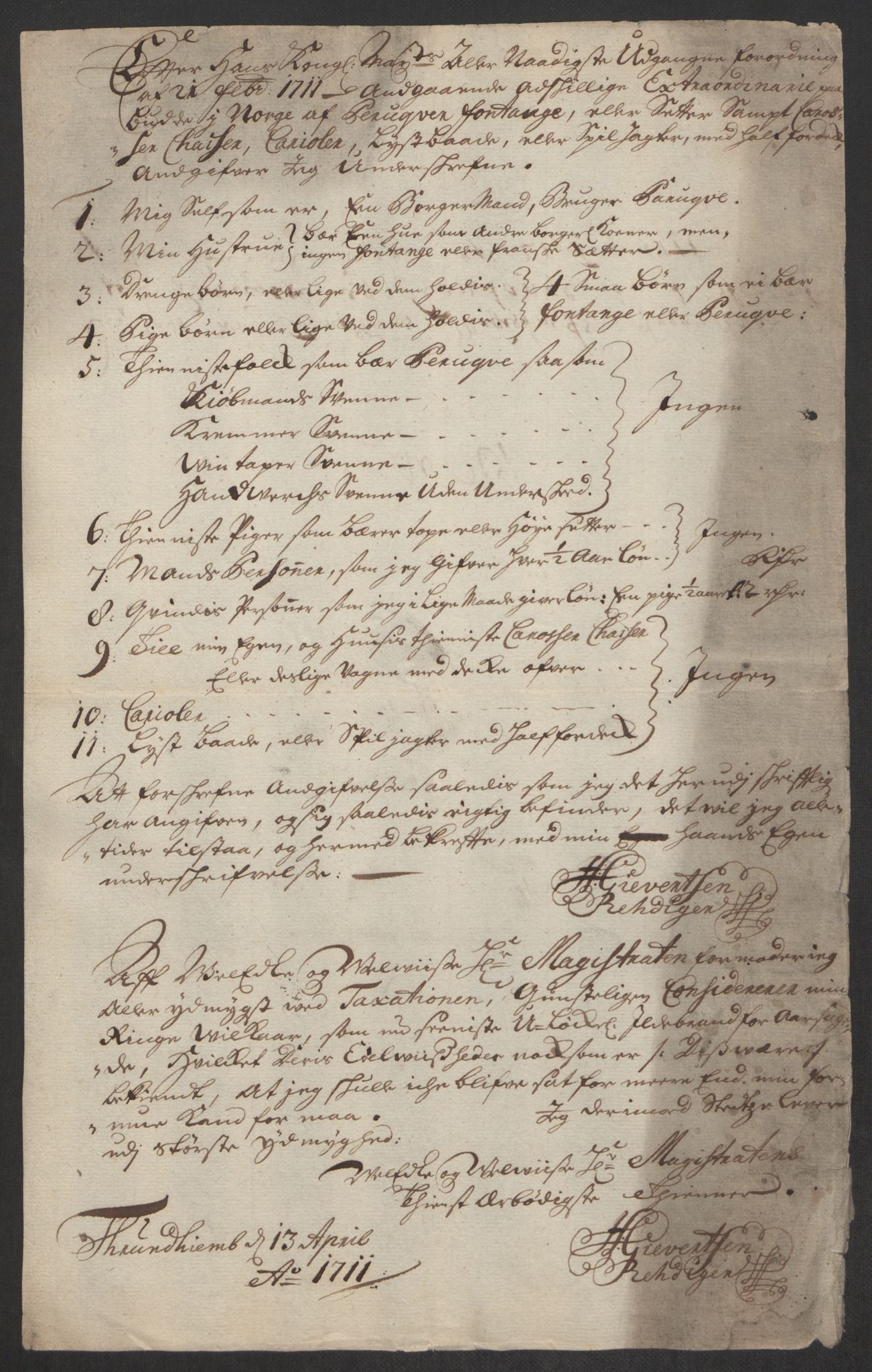 Rentekammeret inntil 1814, Reviderte regnskaper, Byregnskaper, RA/EA-4066/R/Rs/L0507: [S3] Kontribusjonsregnskap, 1699-1711, p. 699