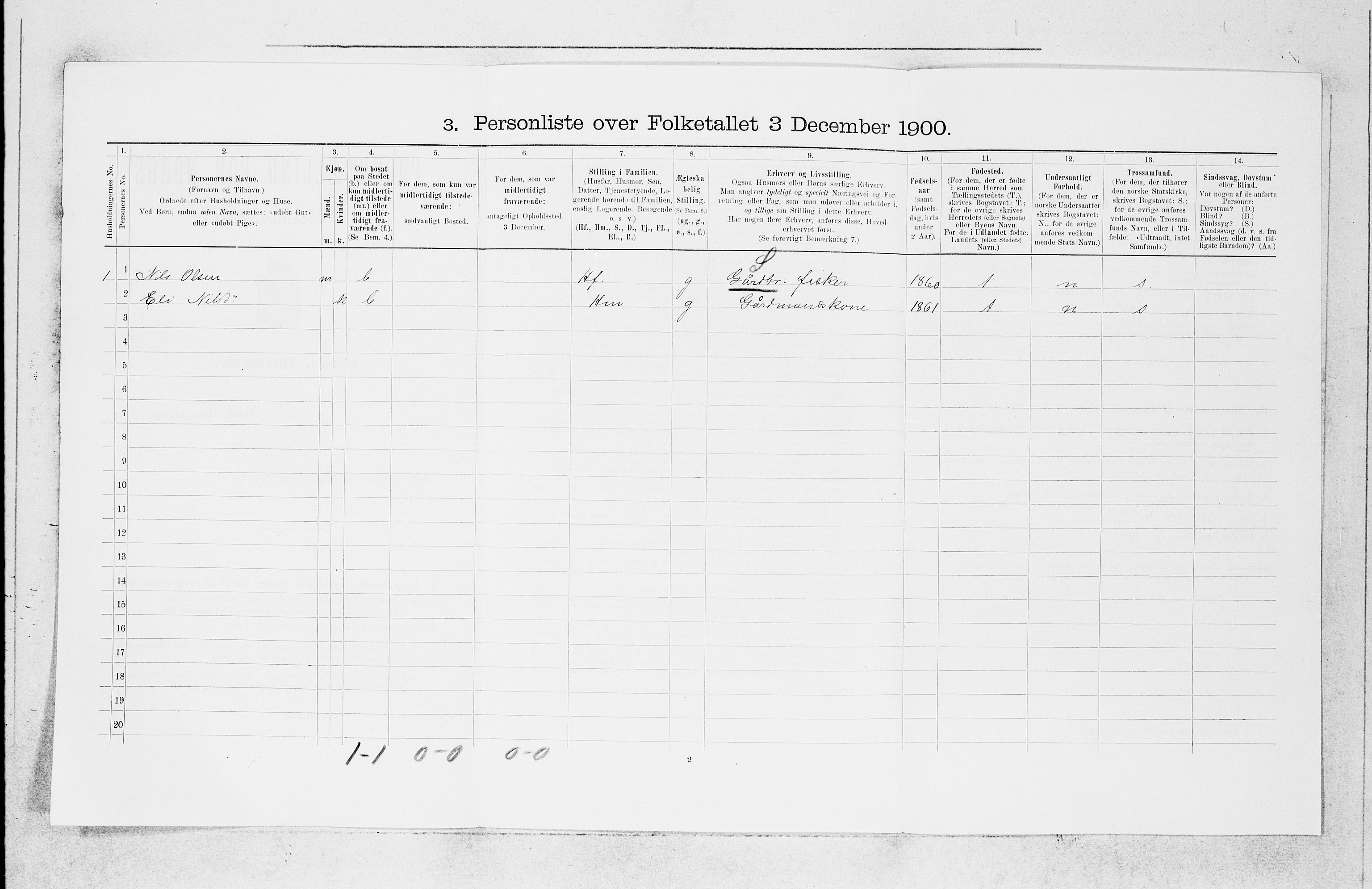SAB, 1900 census for Fjell, 1900, p. 299