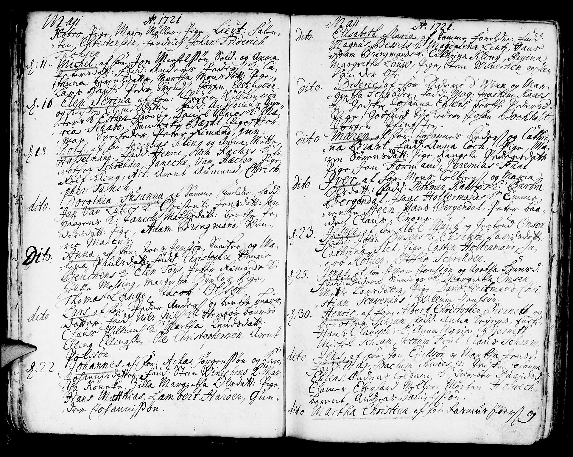 Korskirken sokneprestembete, AV/SAB-A-76101/H/Haa/L0004: Parish register (official) no. A 4, 1720-1750, p. 14