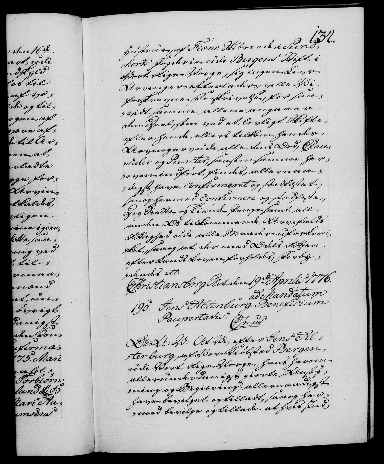 Danske Kanselli 1572-1799, AV/RA-EA-3023/F/Fc/Fca/Fcaa/L0047: Norske registre, 1776-1778, p. 134a