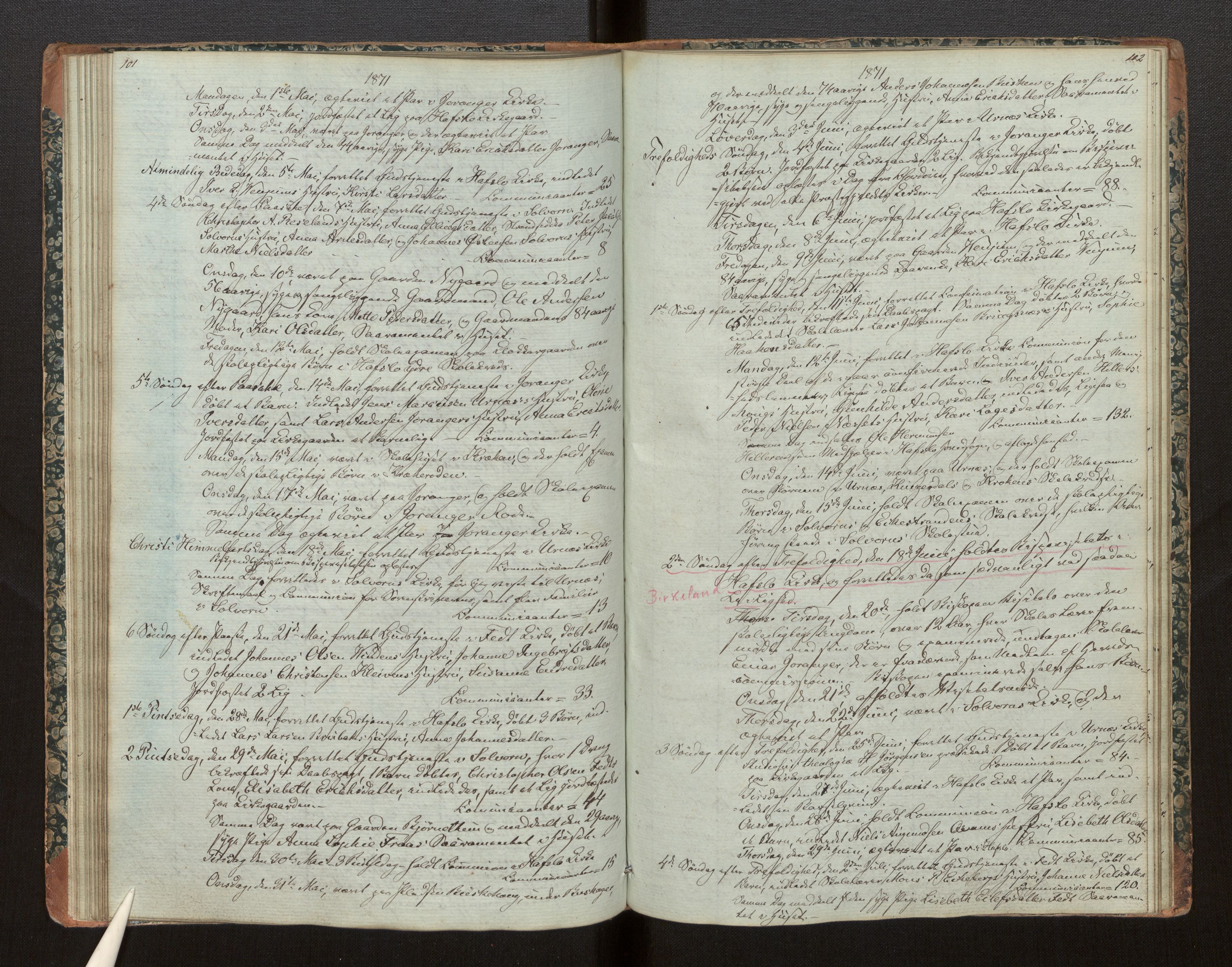 Hafslo sokneprestembete, SAB/A-80301/H/Haa/Haaf/L0002: Diary records no. F 2, 1854-1879, p. 101-102