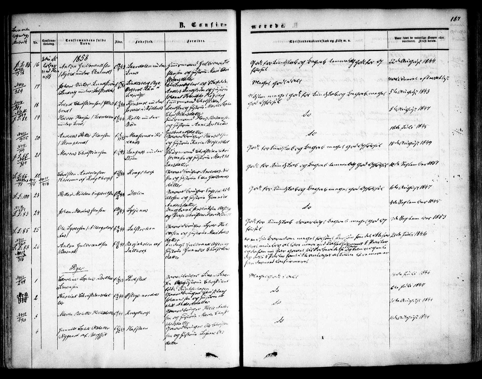 Høland prestekontor Kirkebøker, SAO/A-10346a/F/Fa/L0010: Parish register (official) no. I 10, 1854-1861, p. 187