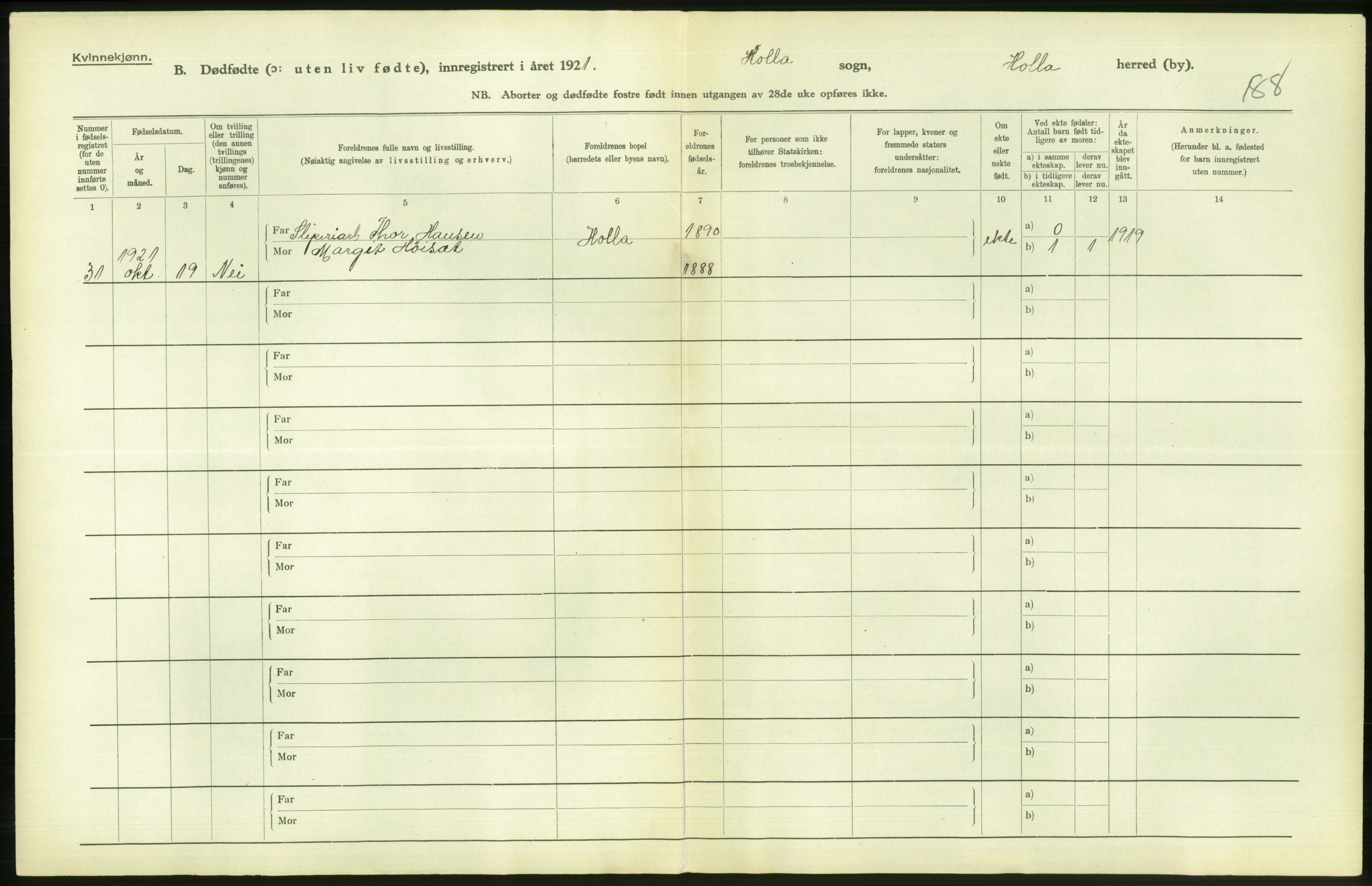 Statistisk sentralbyrå, Sosiodemografiske emner, Befolkning, AV/RA-S-2228/D/Df/Dfc/Dfca/L0024: Telemark fylke: Gifte, døde, dødfødte. Bygder og byer., 1921, p. 730