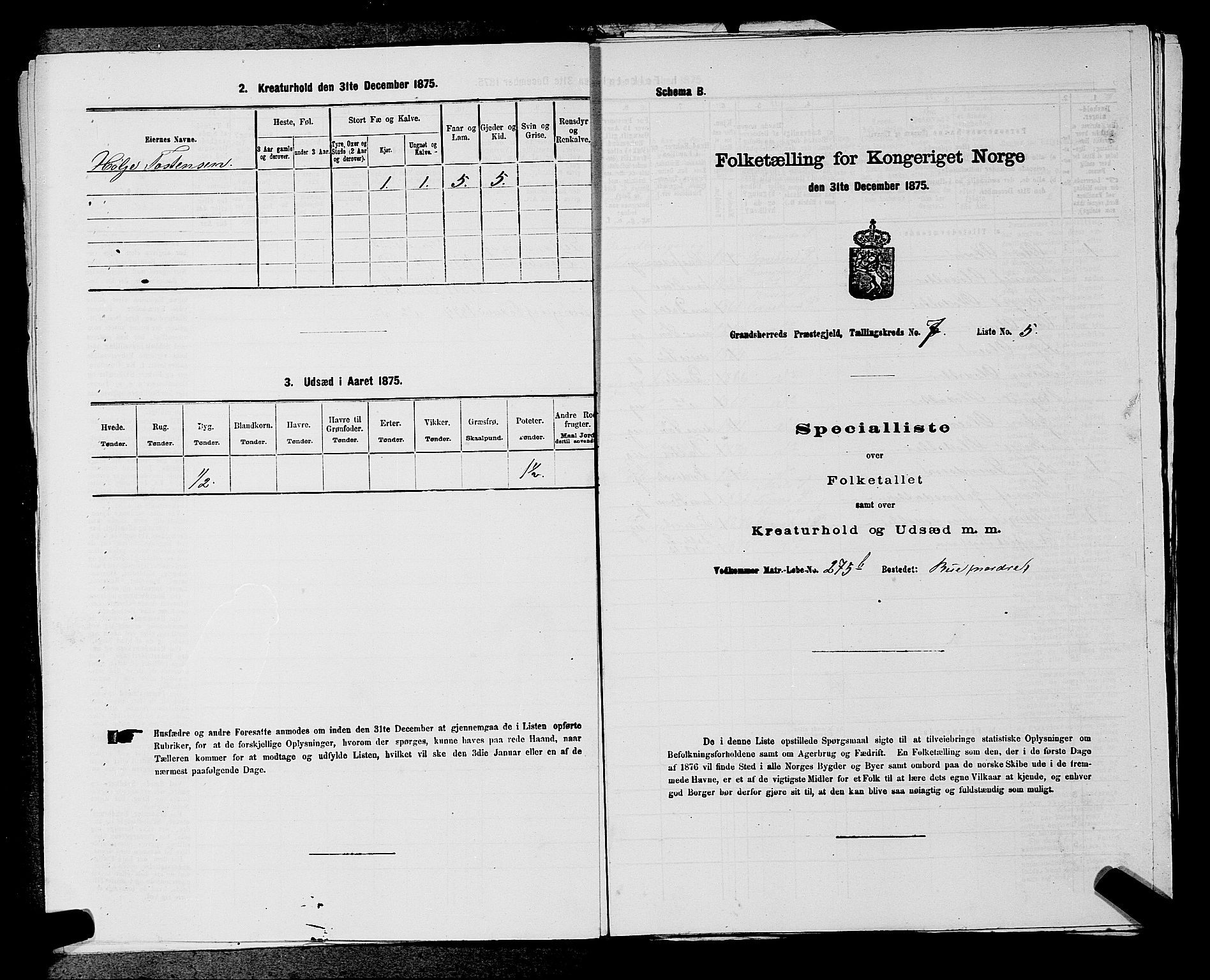 SAKO, 1875 census for 0824P Gransherad, 1875, p. 813