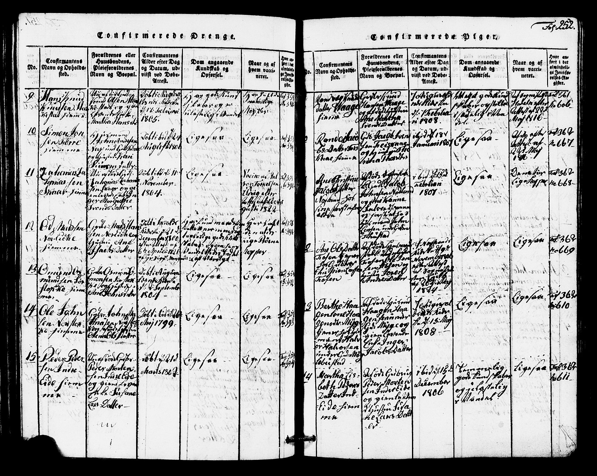 Avaldsnes sokneprestkontor, AV/SAST-A -101851/H/Ha/Hab/L0001: Parish register (copy) no. B 1, 1816-1825, p. 252